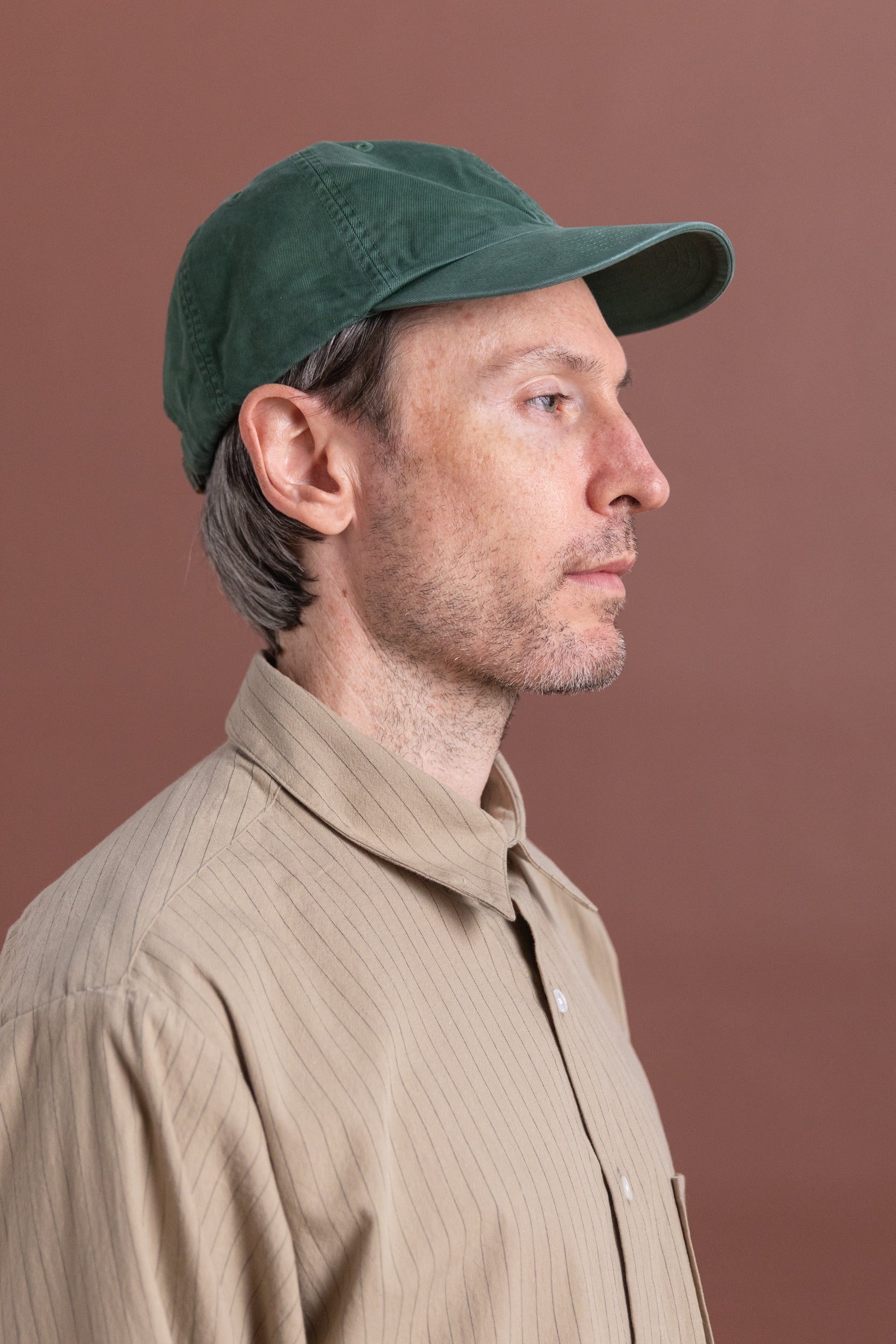 PRODUCT DYED FINX CHINO CAP MADE BY KIJIMATAKAYUKI IN DUSTY GREEN