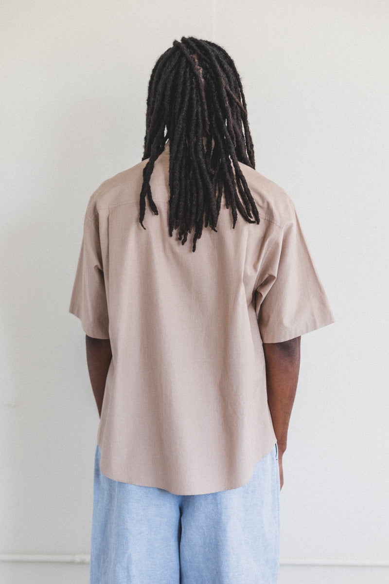 WASHED FINX TWILL BIG HALF SLEEVED SHIRTS IN TOP BEIGE