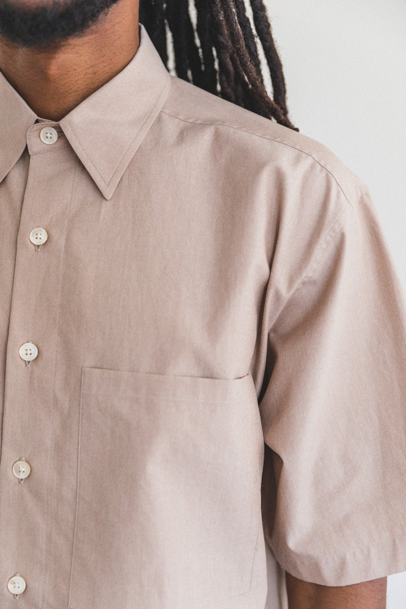 WASHED FINX TWILL BIG HALF SLEEVED SHIRTS IN TOP BEIGE