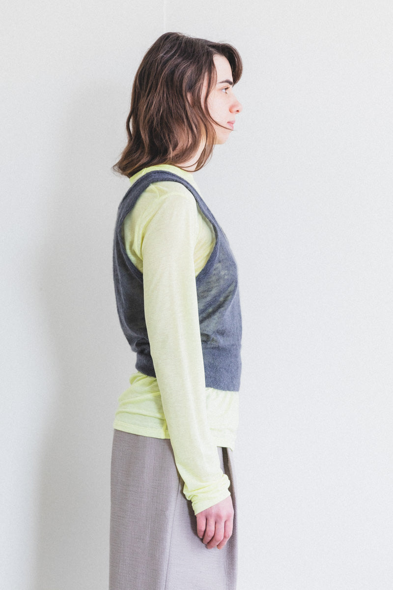 KID MOHAIR SHEER KNIT TANK IN DARK GRAY