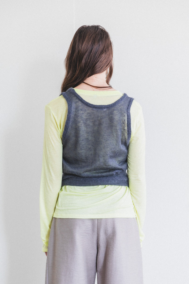 KID MOHAIR SHEER KNIT TANK IN DARK GRAY