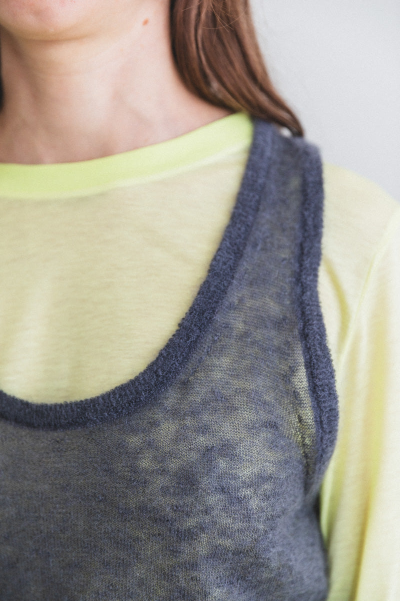 KID MOHAIR SHEER KNIT TANK IN DARK GRAY