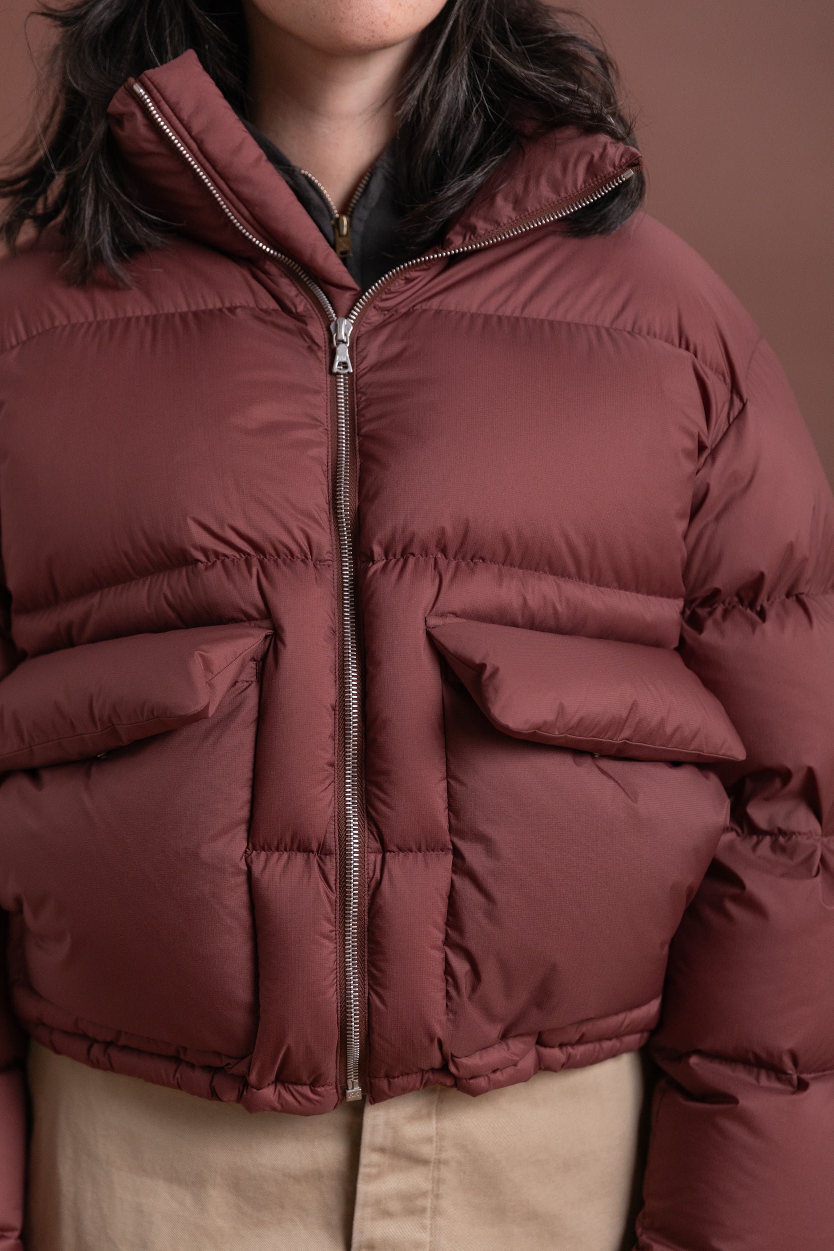 SUPER LIGHT NYLON RIPSTOP DOWN BLOUSON IN BURGUNDY