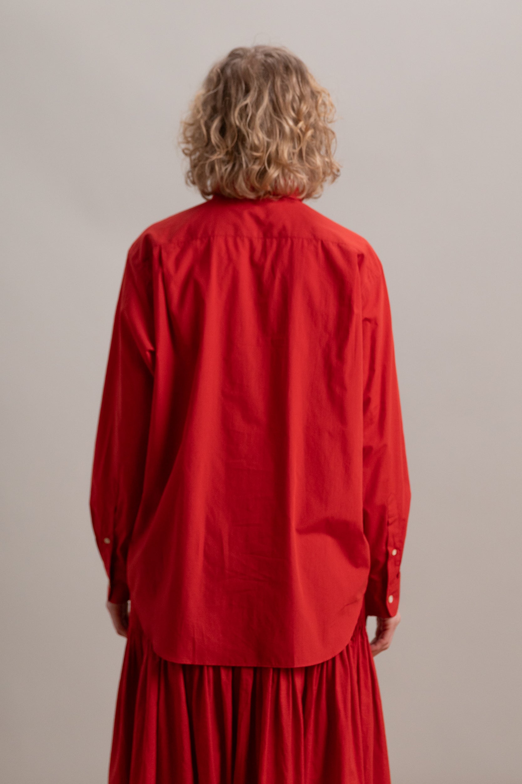 SUPER FINE COTTON LAWN SHIRT IN RED