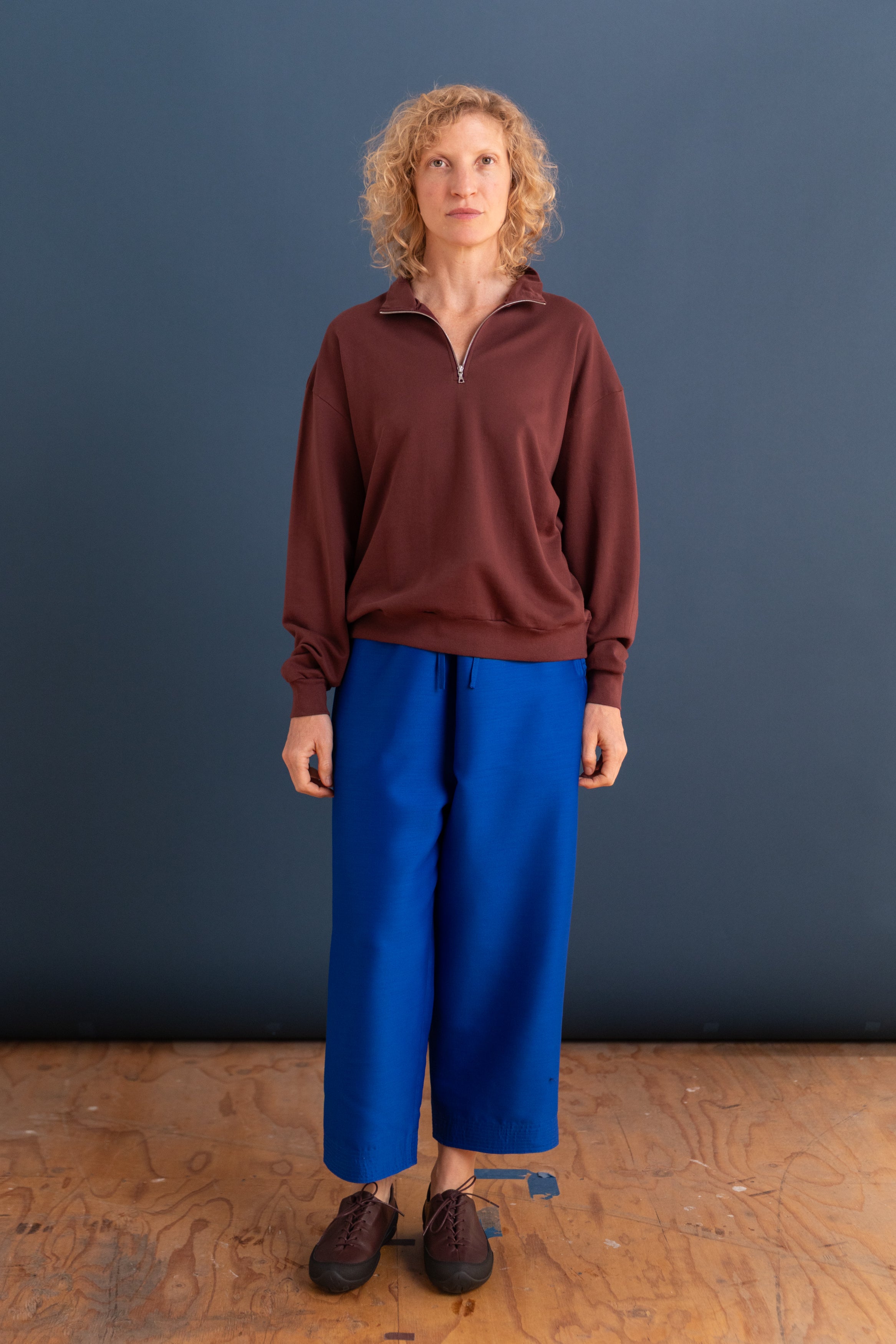 SUPER HIGH GUAGE HALF ZIP SWEATSHIRT IN BURGUNDY