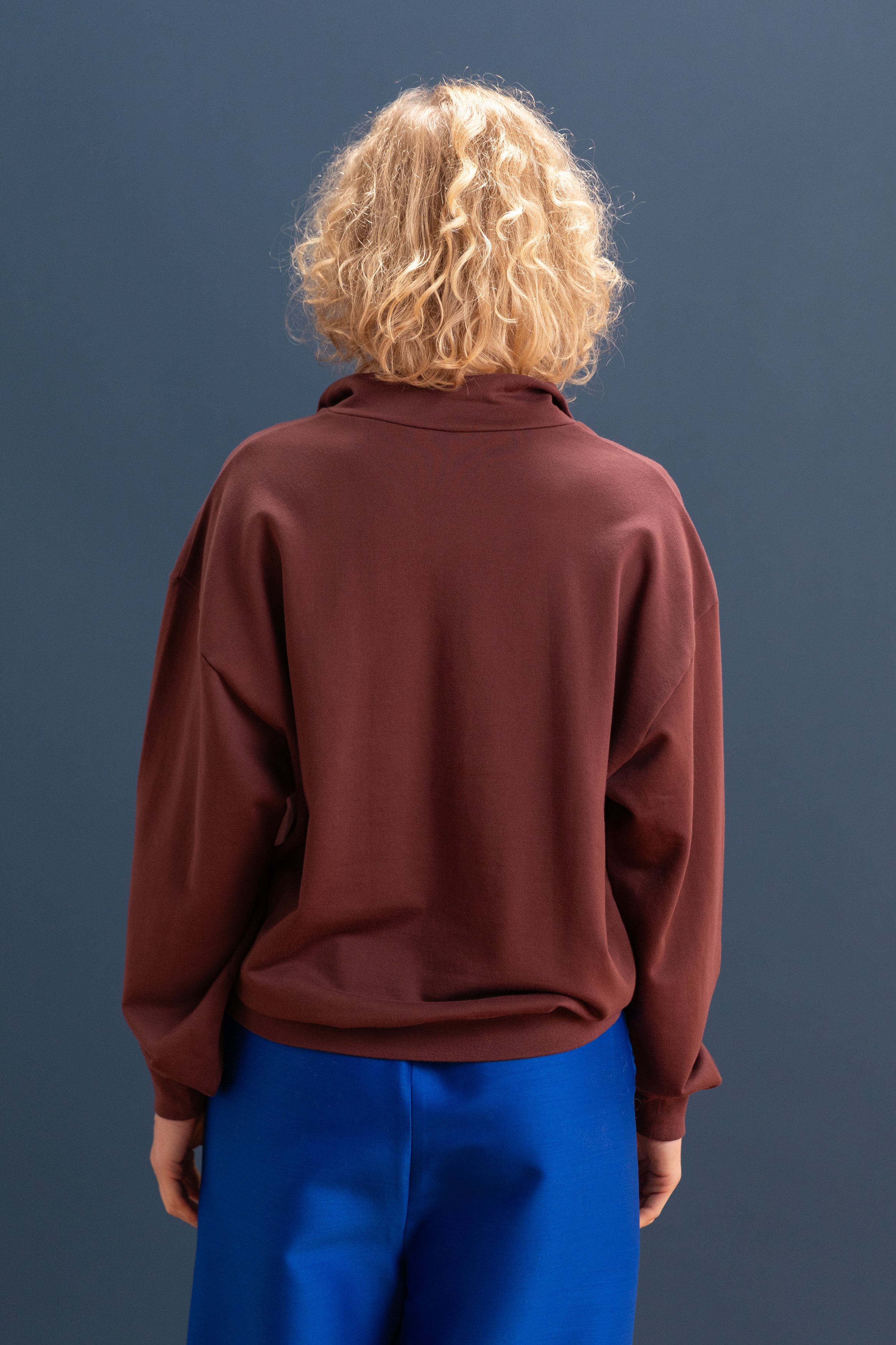 SUPER HIGH GUAGE HALF ZIP SWEATSHIRT IN BURGUNDY