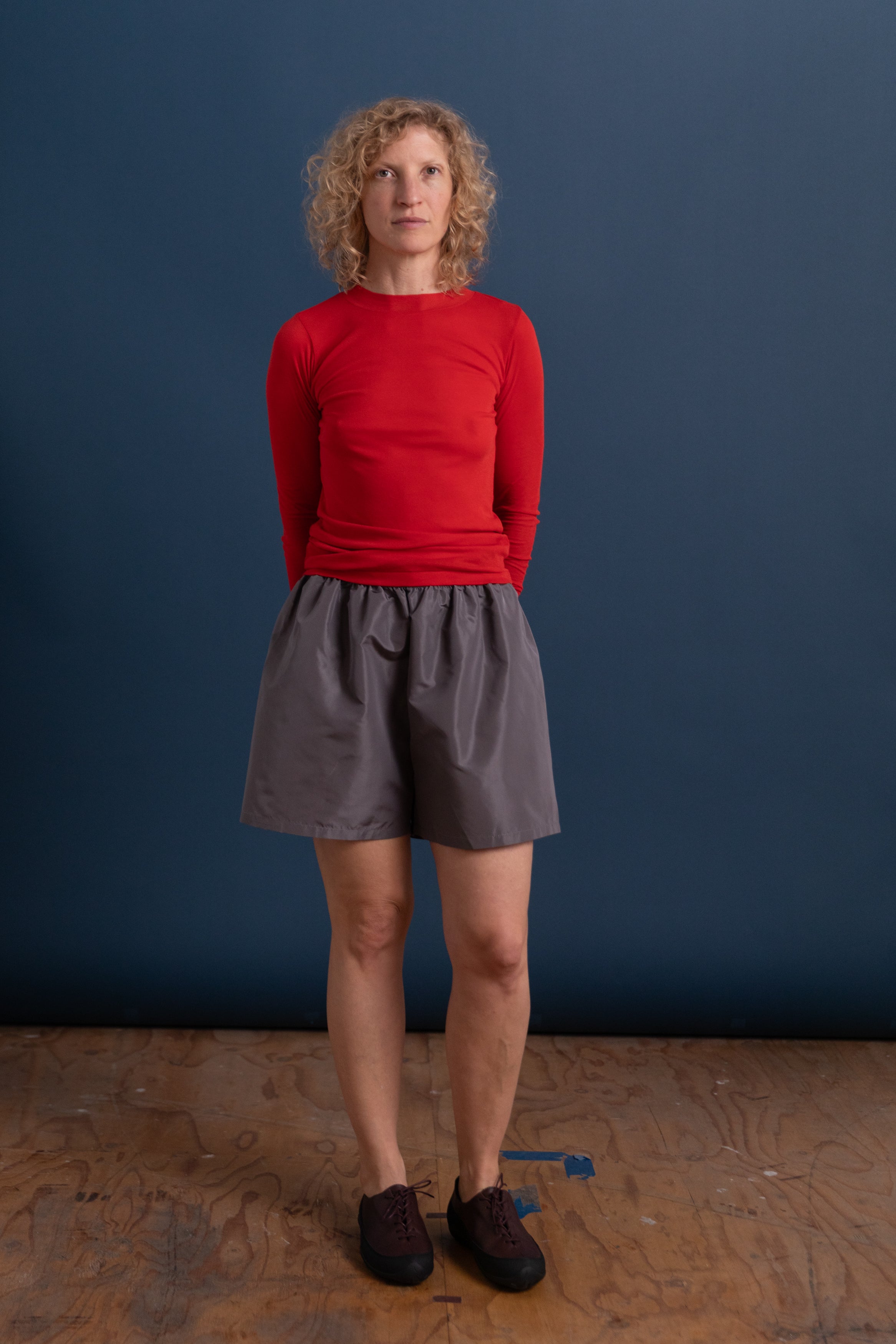 SUPER HIGH GUAGE SHEER RIB LONG SLEEVE TEE IN RED