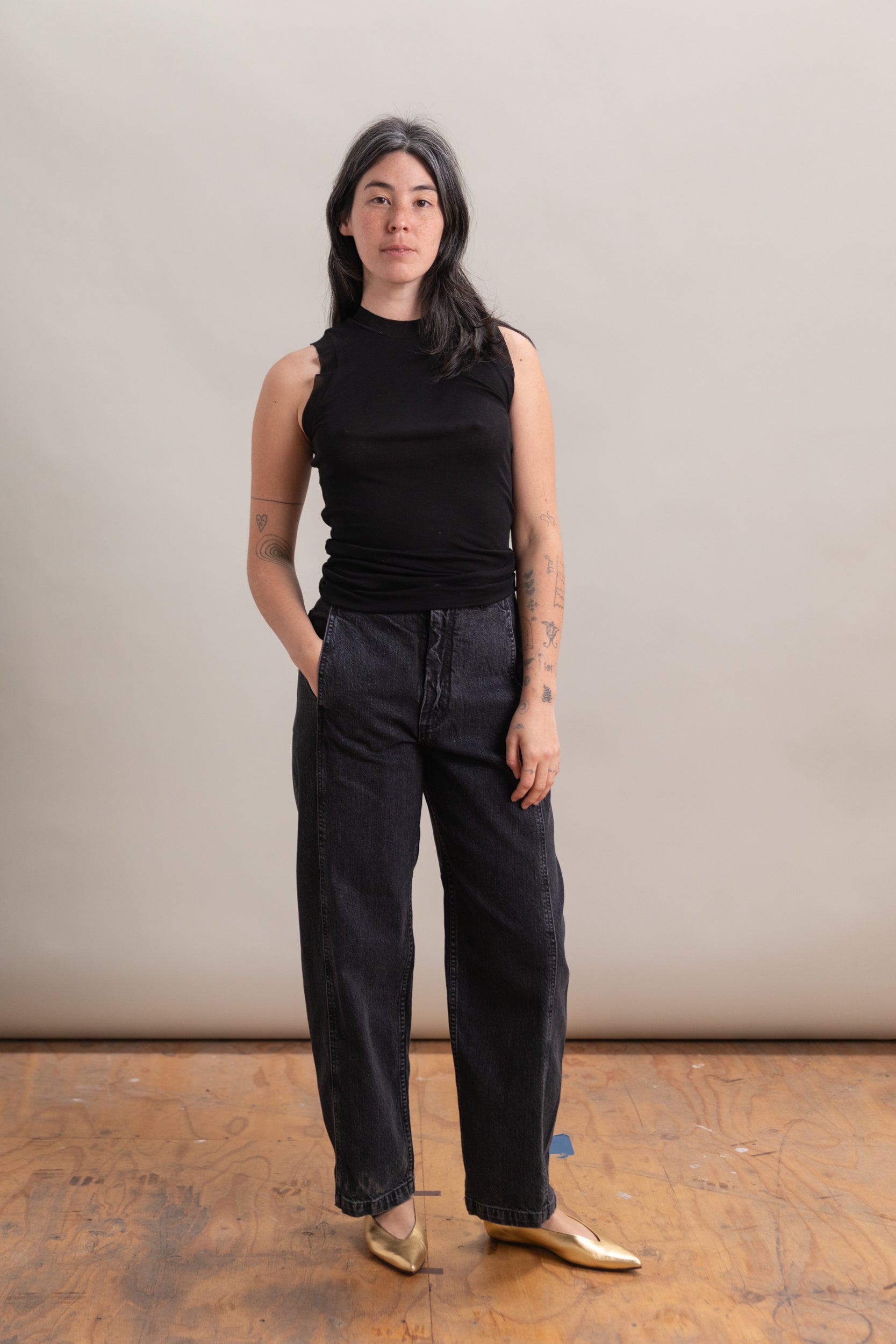 SUPER HIGH GUAGE SHEER RIB TANK TOP IN BLACK