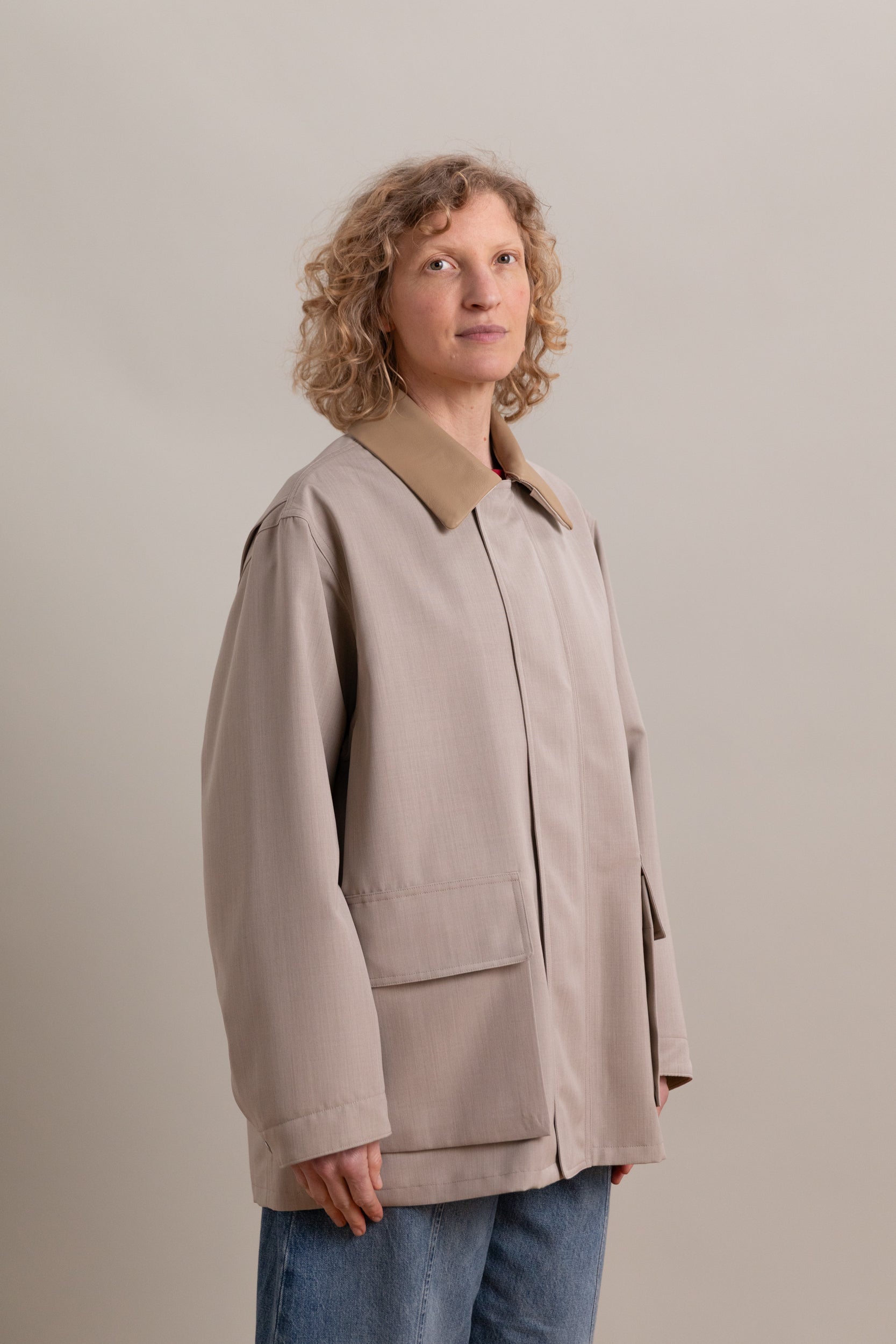 ブルゾン 25SS AURALEE WOOL MAX CANVAS BLOUSON WOOL MAX CANVAS BLOUSON IN TOP GREY BEIGE