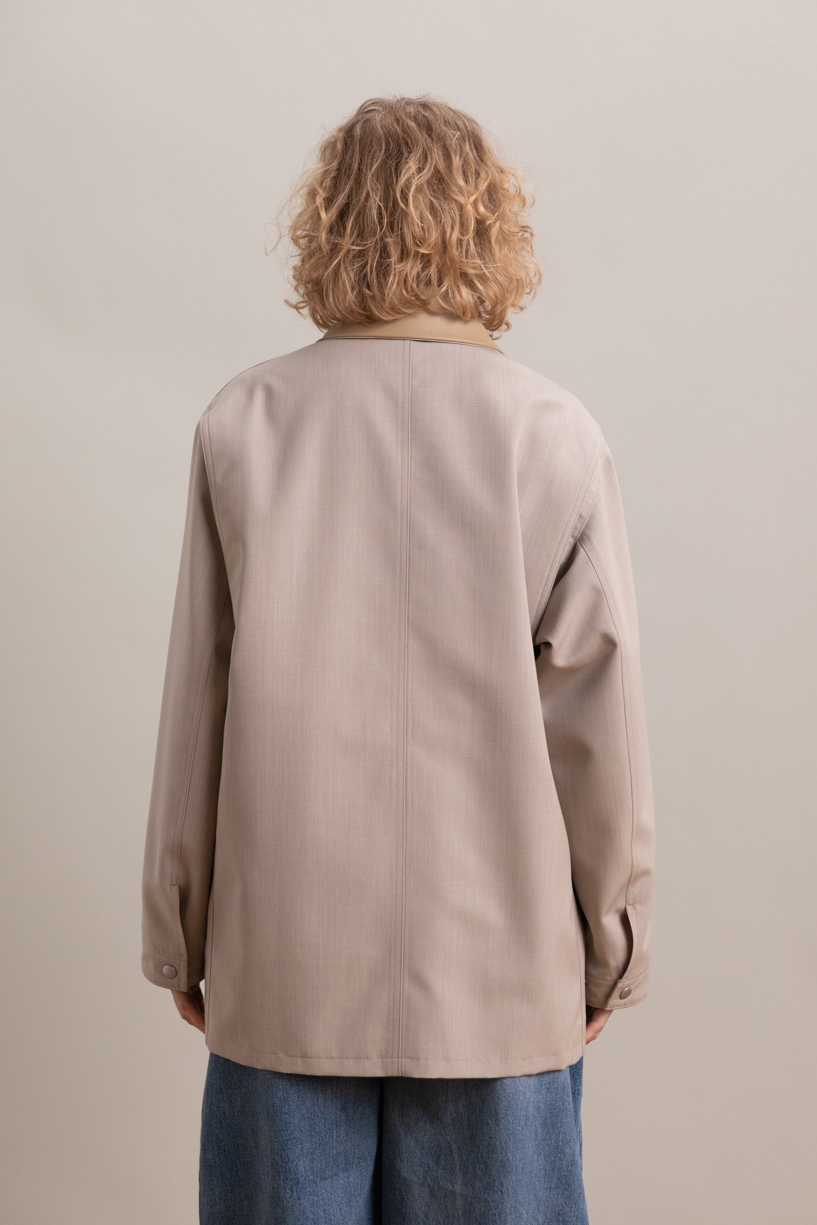 WOOL MAX CANVAS BLOUSON IN TOP GREY BEIGE