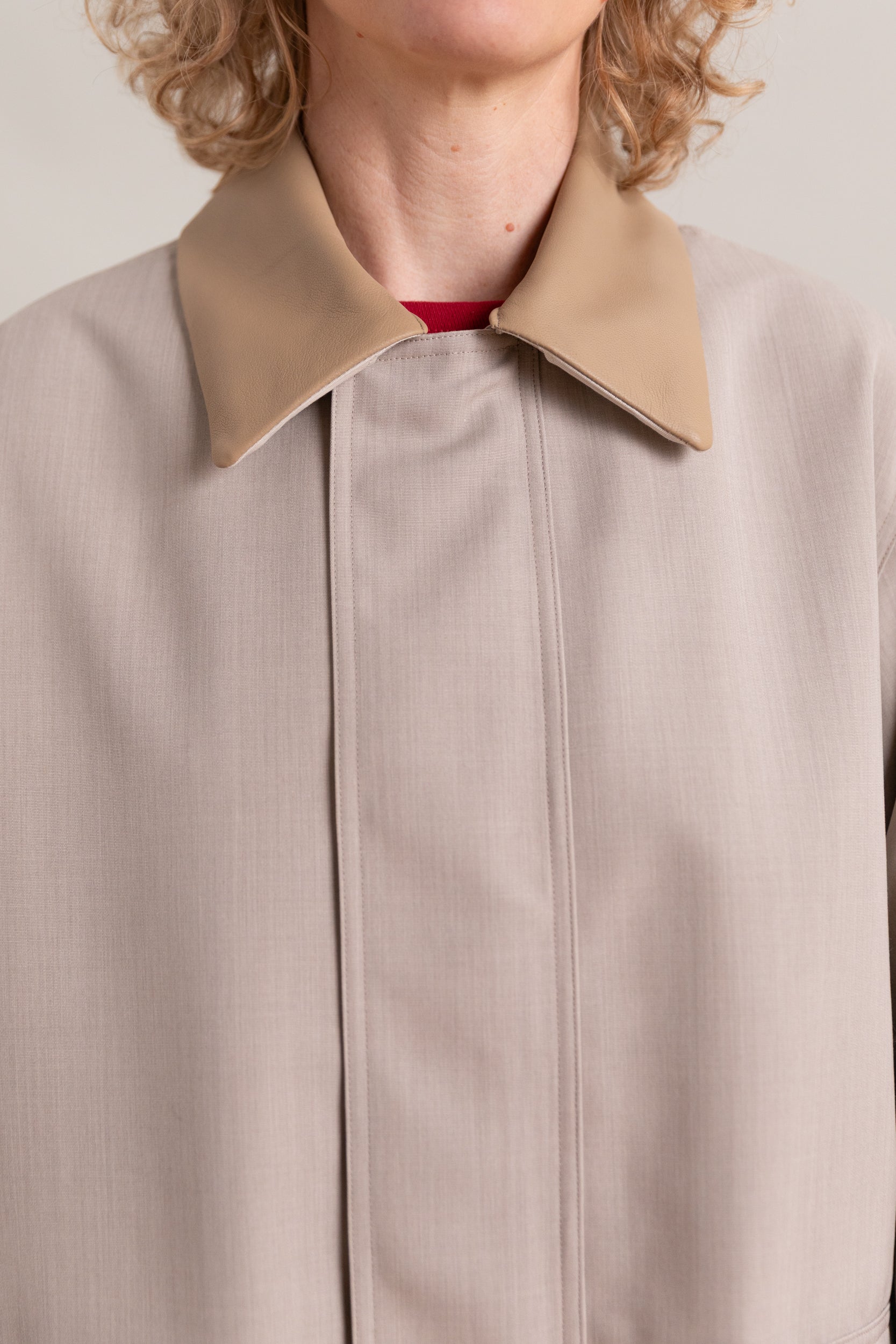 WOOL MAX CANVAS BLOUSON IN TOP GREY BEIGE