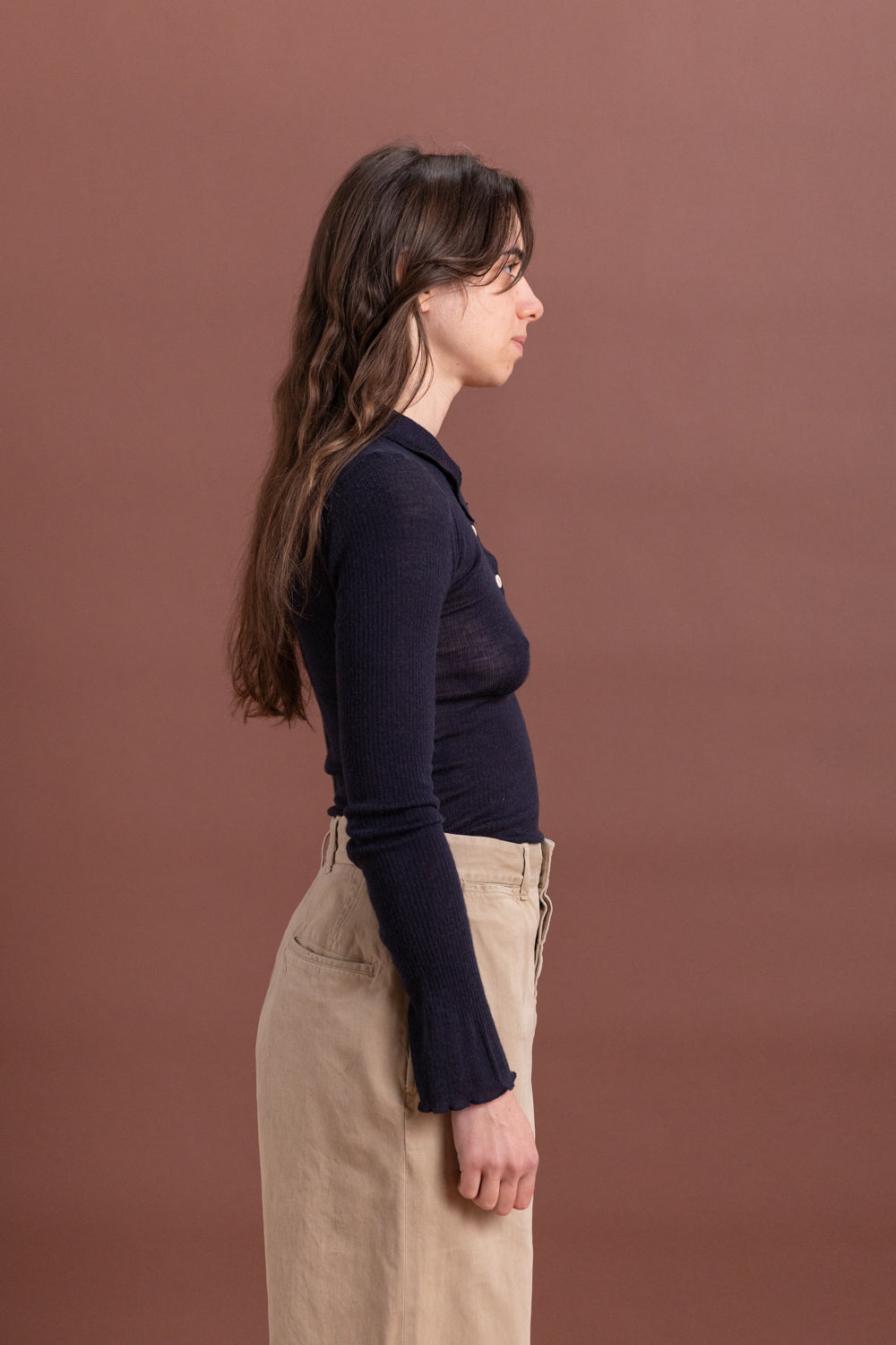 DUAL LONG SLEEVE TEE IN MURANO NAVY