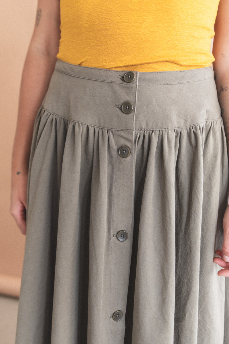 CIRCULAR SKIRT IN DARK OLIVE