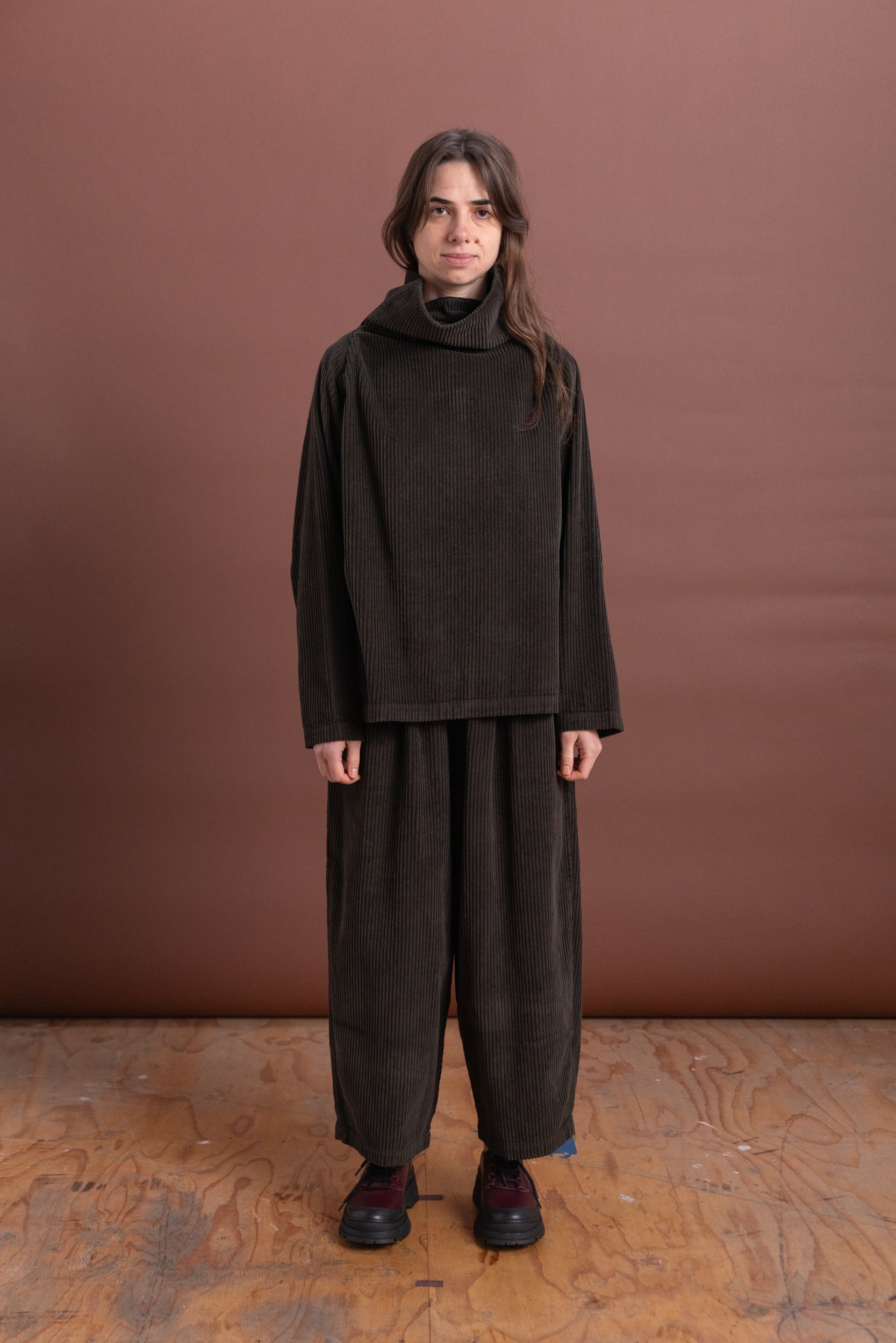 WIDE PANTS IN FOREST CORDUROY