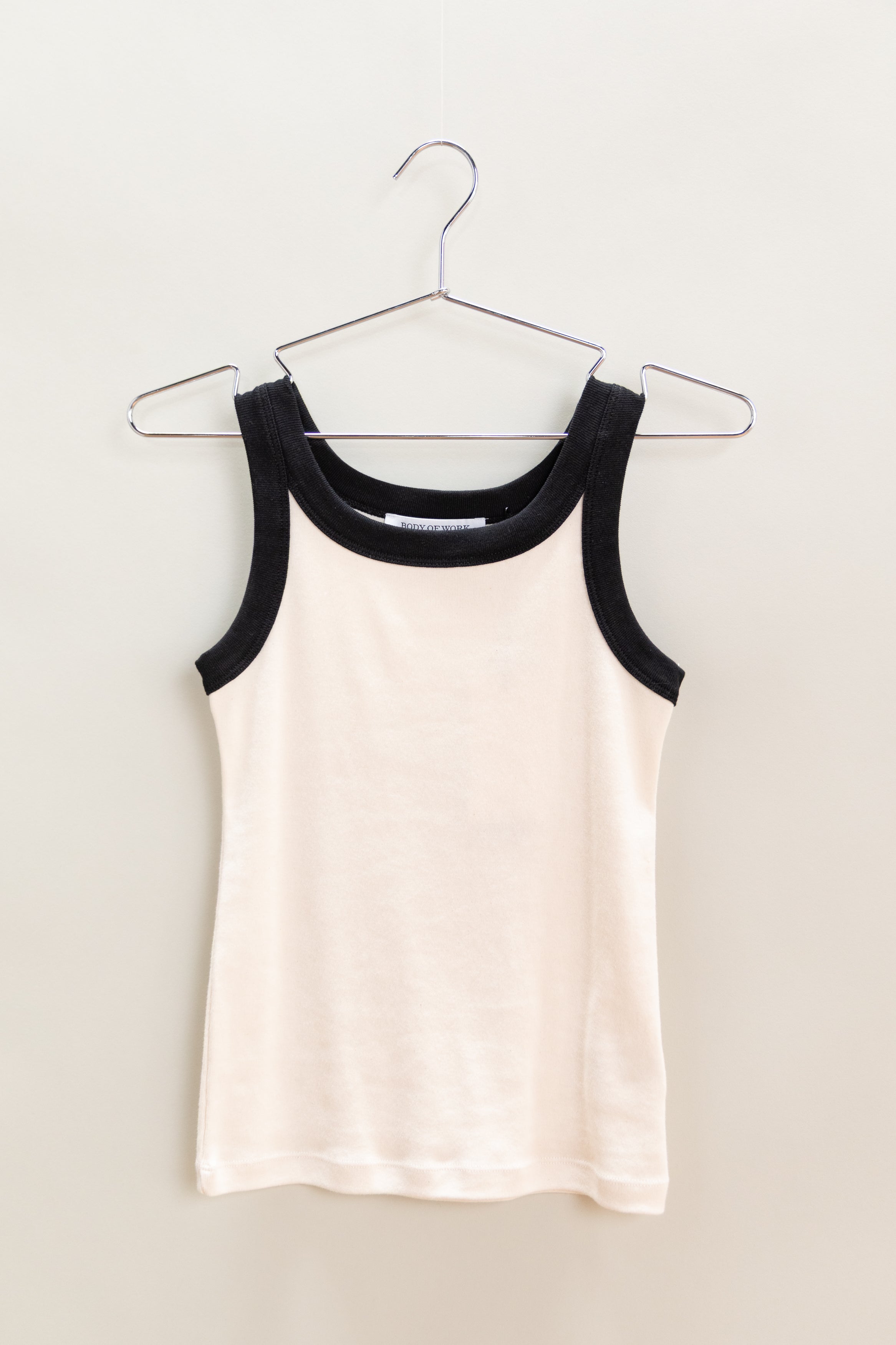 THISTLE TANK TOP IN NATURAL/BLACK FINE RIB JERSEY