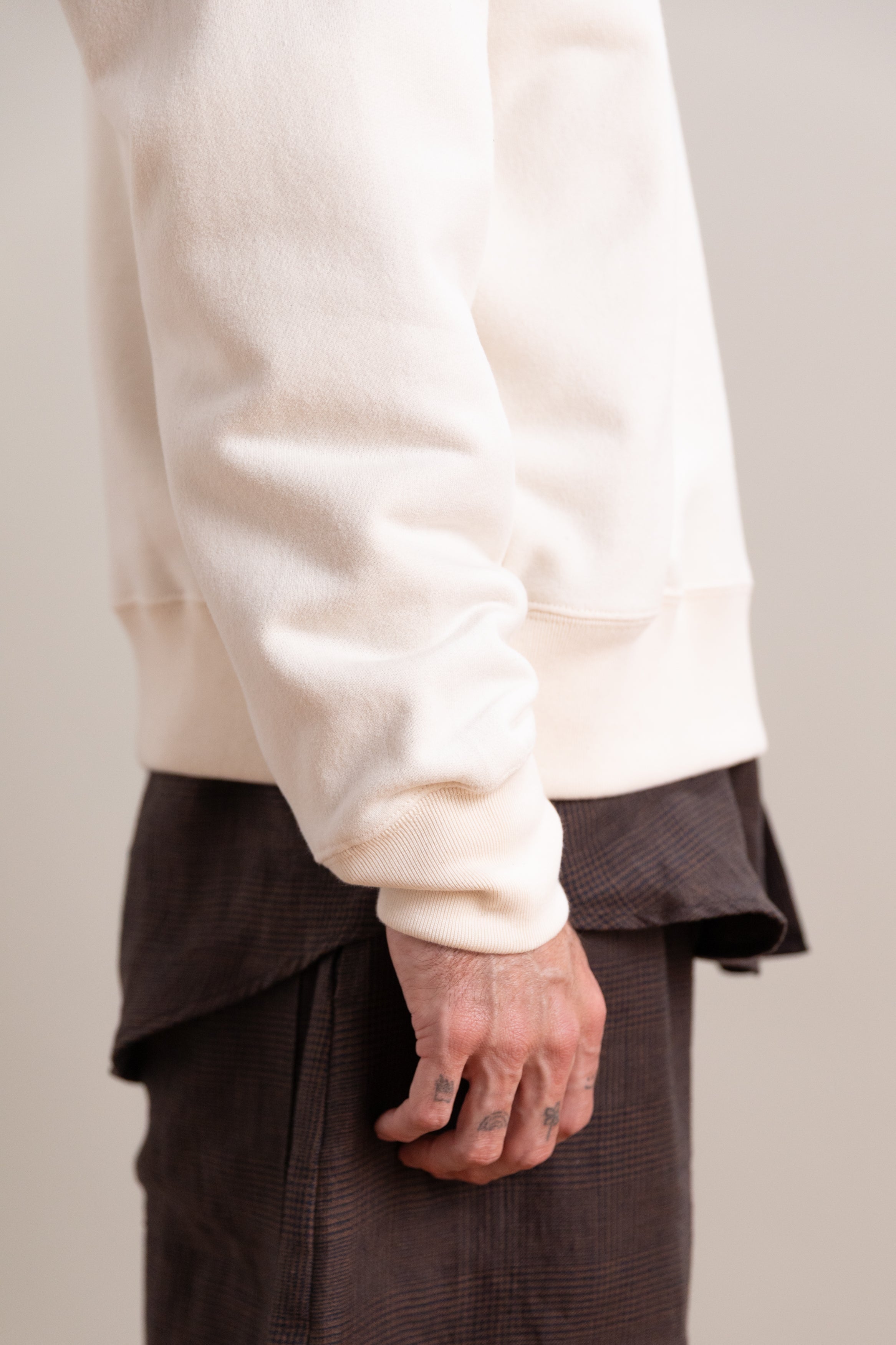 MYRTLE QUARTER ZIP IN NATURAL SUEDED FRENCH TERRY