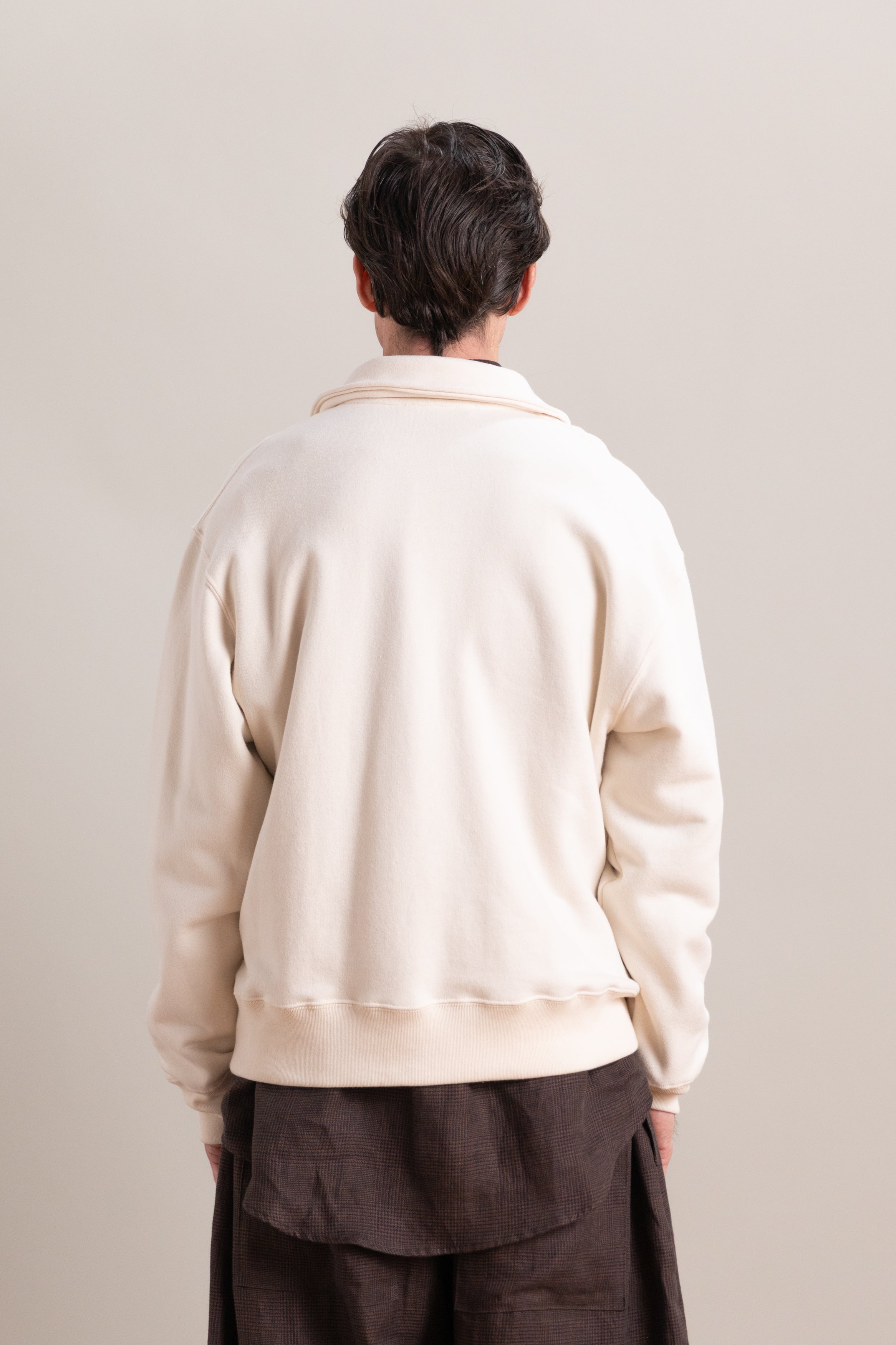 MYRTLE QUARTER ZIP IN NATURAL SUEDED FRENCH TERRY