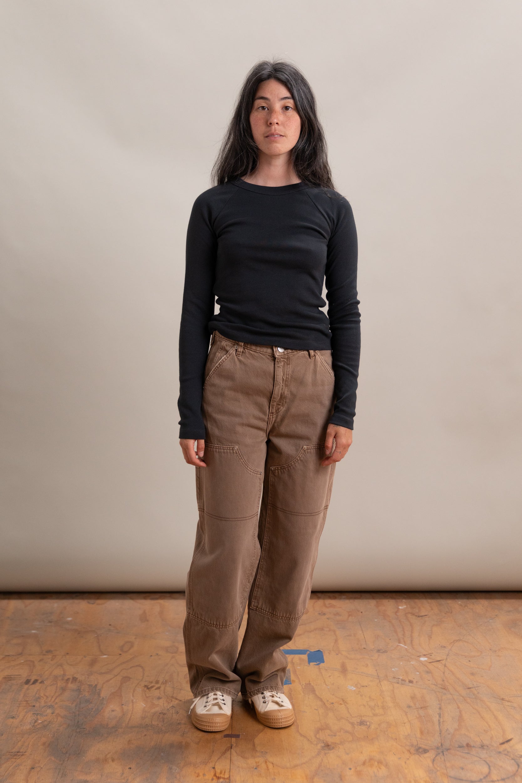 QUINCE LONG SLEEVE T-SHIRT IN SHALE FINE RIB JERSEY