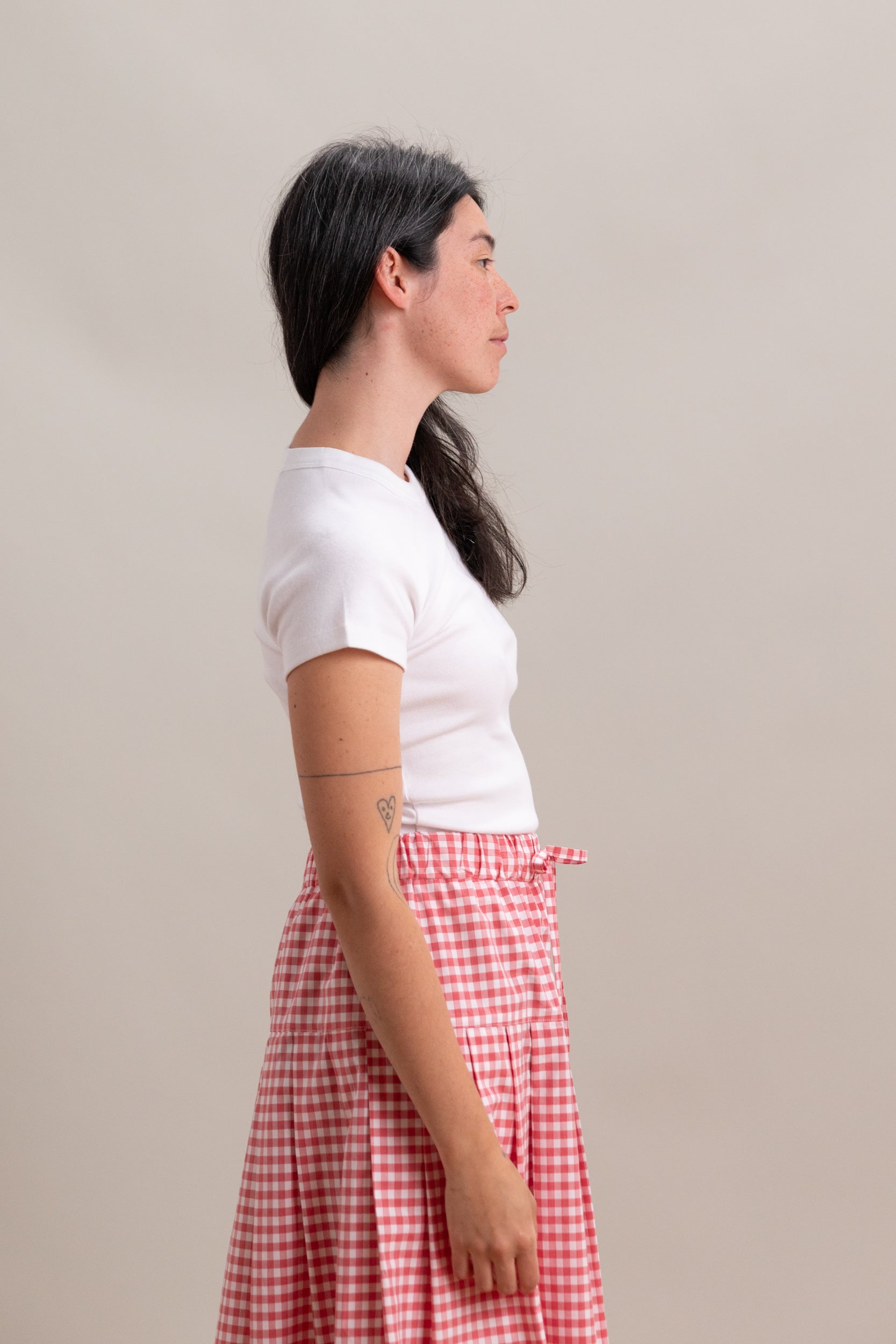 QUINCE SHORT SLEEVE T-SHIRT IN WHITE FINE RIB JERSEY