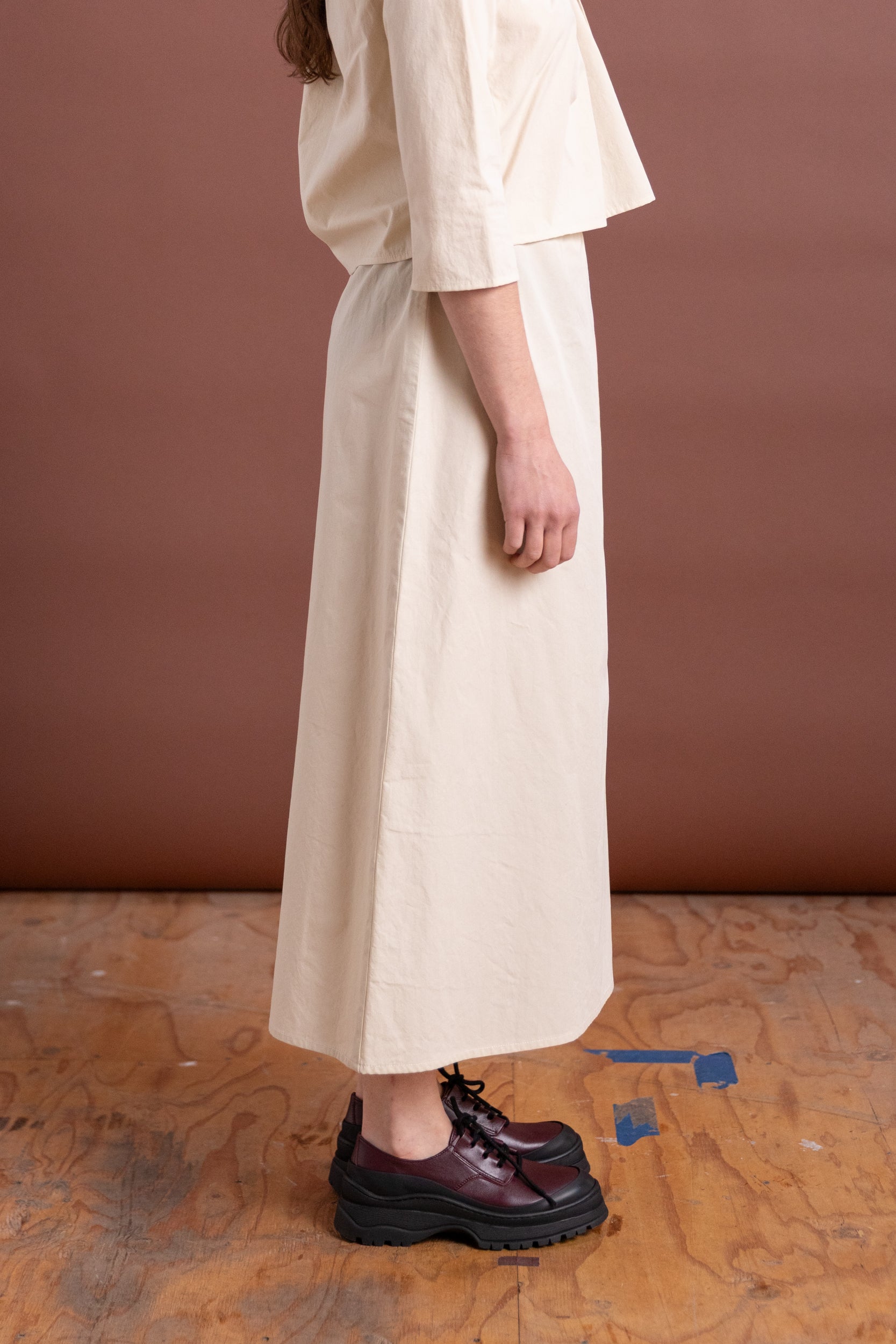 COLUMN SKIRT IN RICE COTTON POPLIN