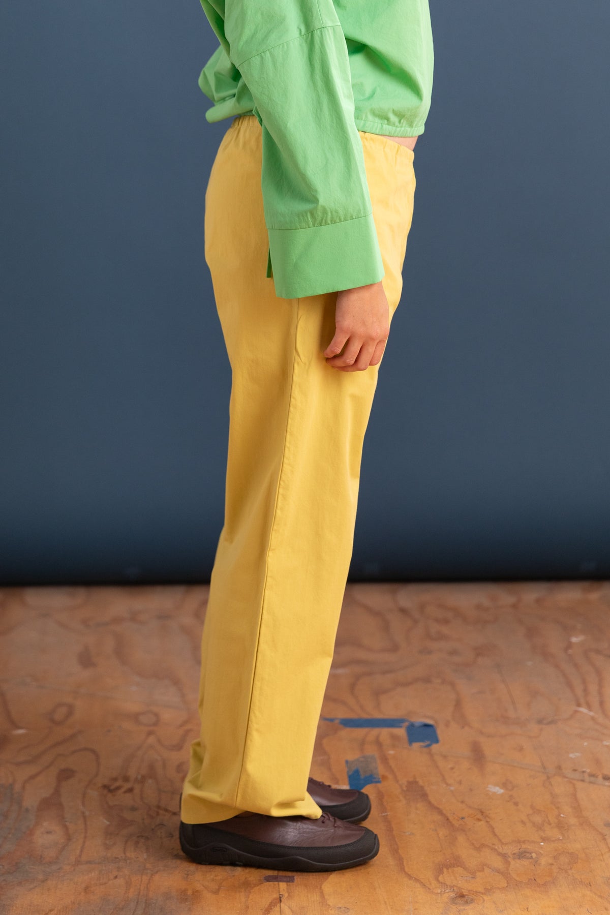 TIE PANTS IN YELLOW COTTON POPLIN