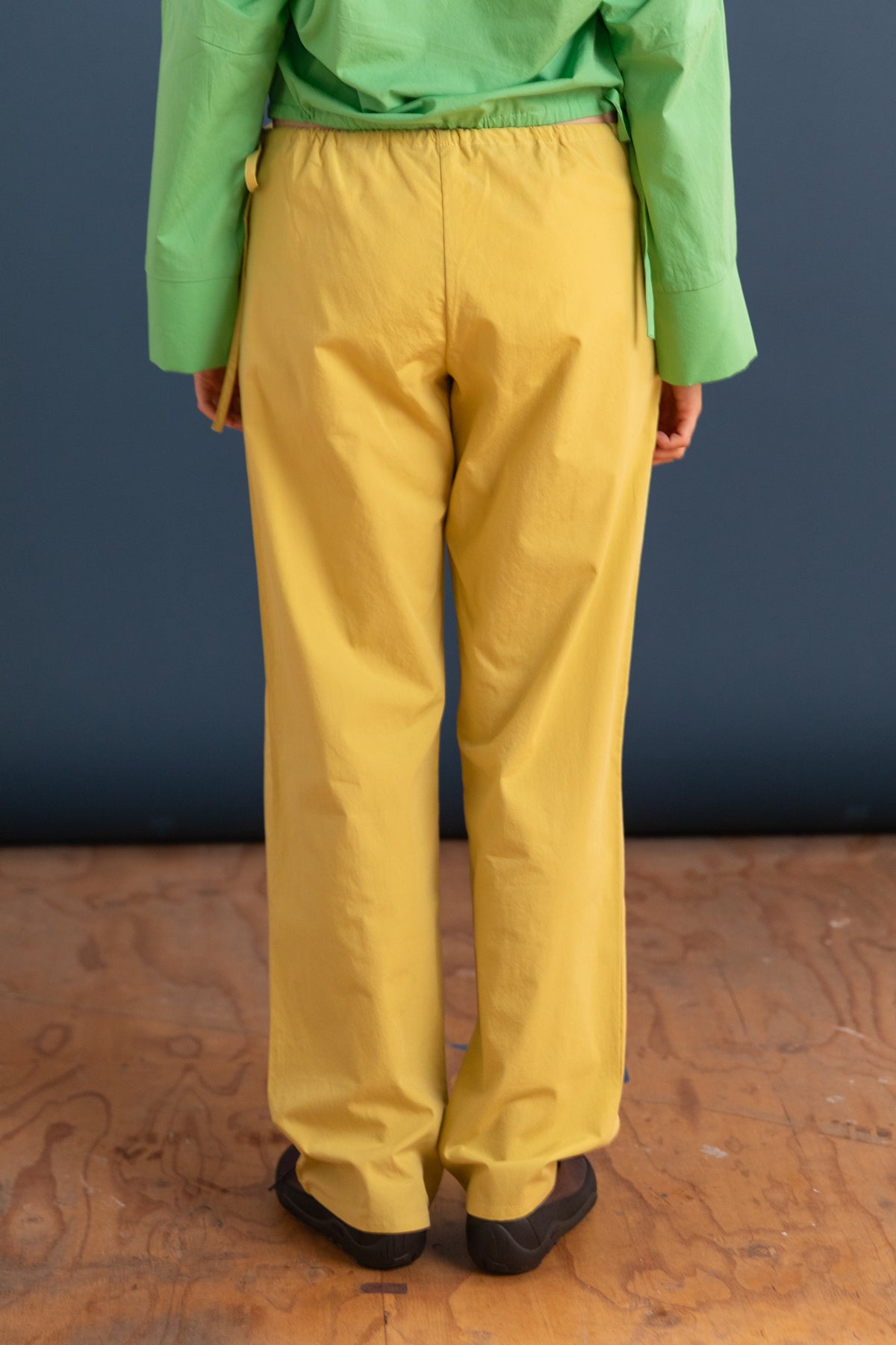 TIE PANTS IN YELLOW COTTON POPLIN