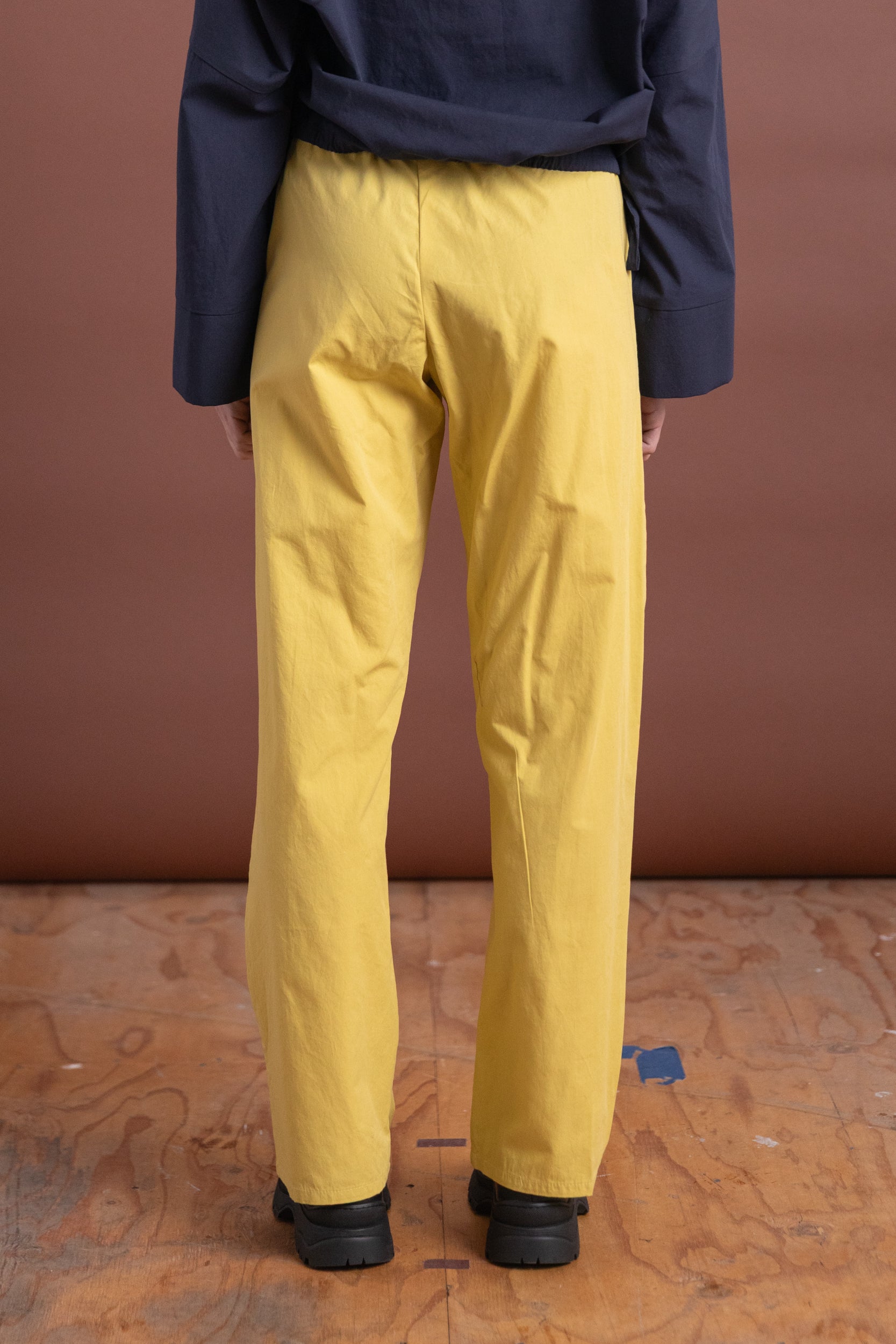 TIE PANTS IN YELLOW COTTON POPLIN