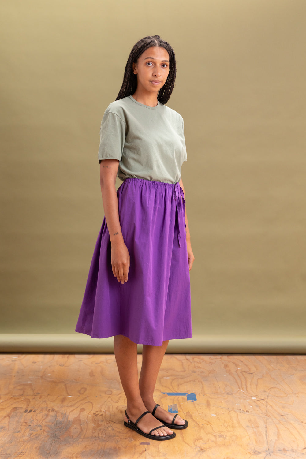 TIE SKIRT IN PURPLE COTTON POPLIN