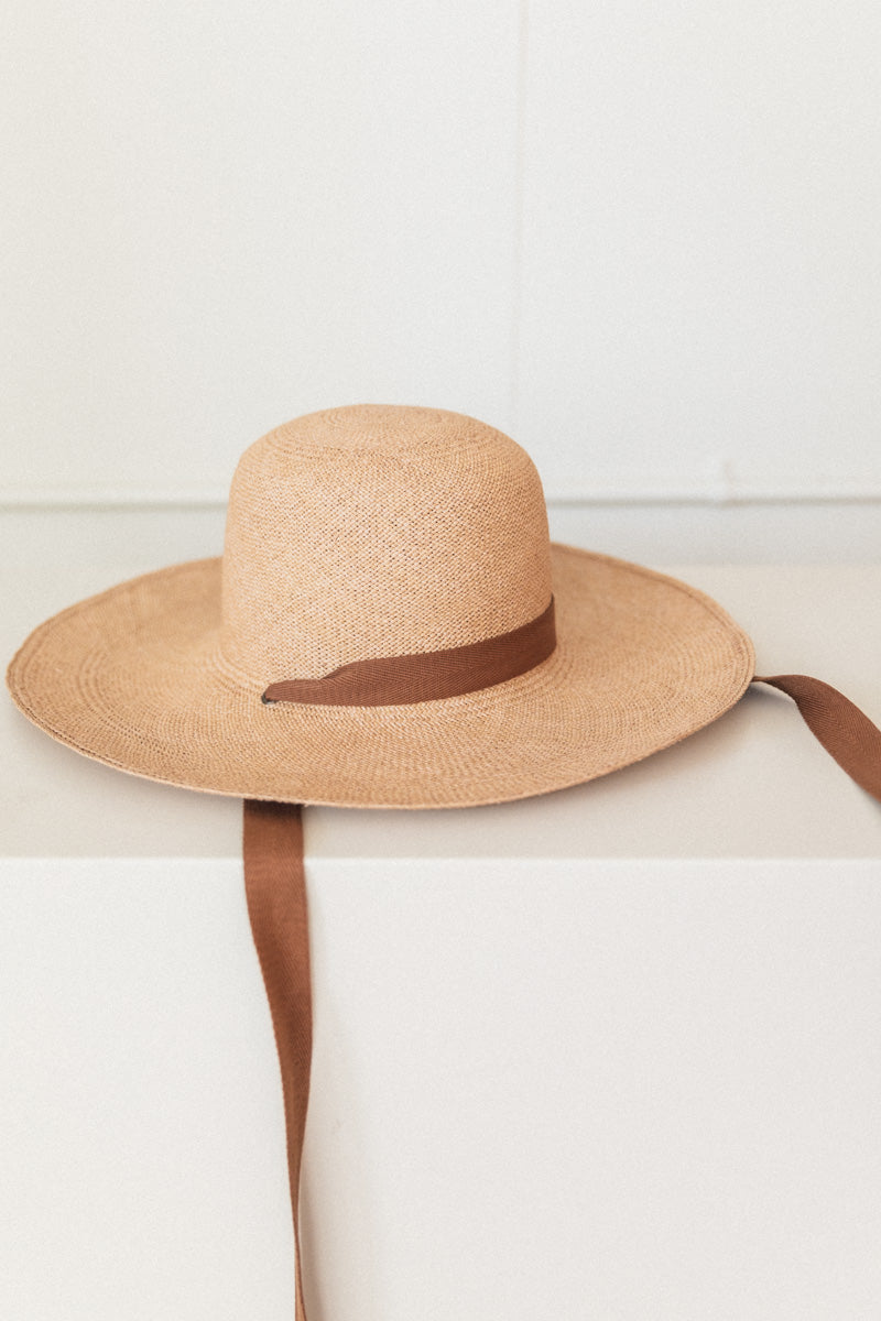 SUNCREST IN TORCIDO STRAW WITH TWILL RIBBON