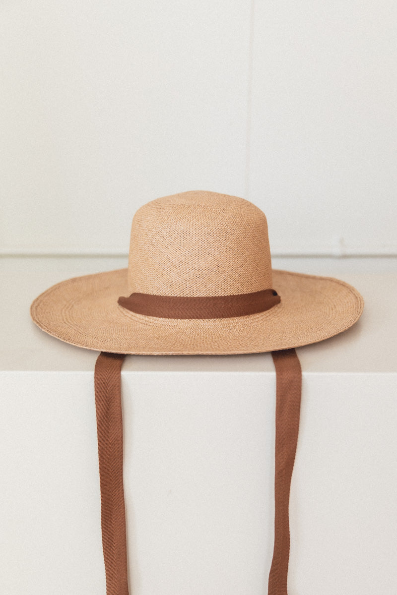 SUNCREST IN TORCIDO STRAW WITH TWILL RIBBON