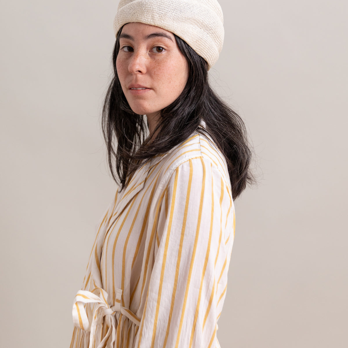 BROOKES BOSWELL RUBIN HAT Wool Beret Structured Hat Mocha Mousse Brown CAWLEY X BROOKES BOSWELL STRAW BERET IN IVORY main image 4