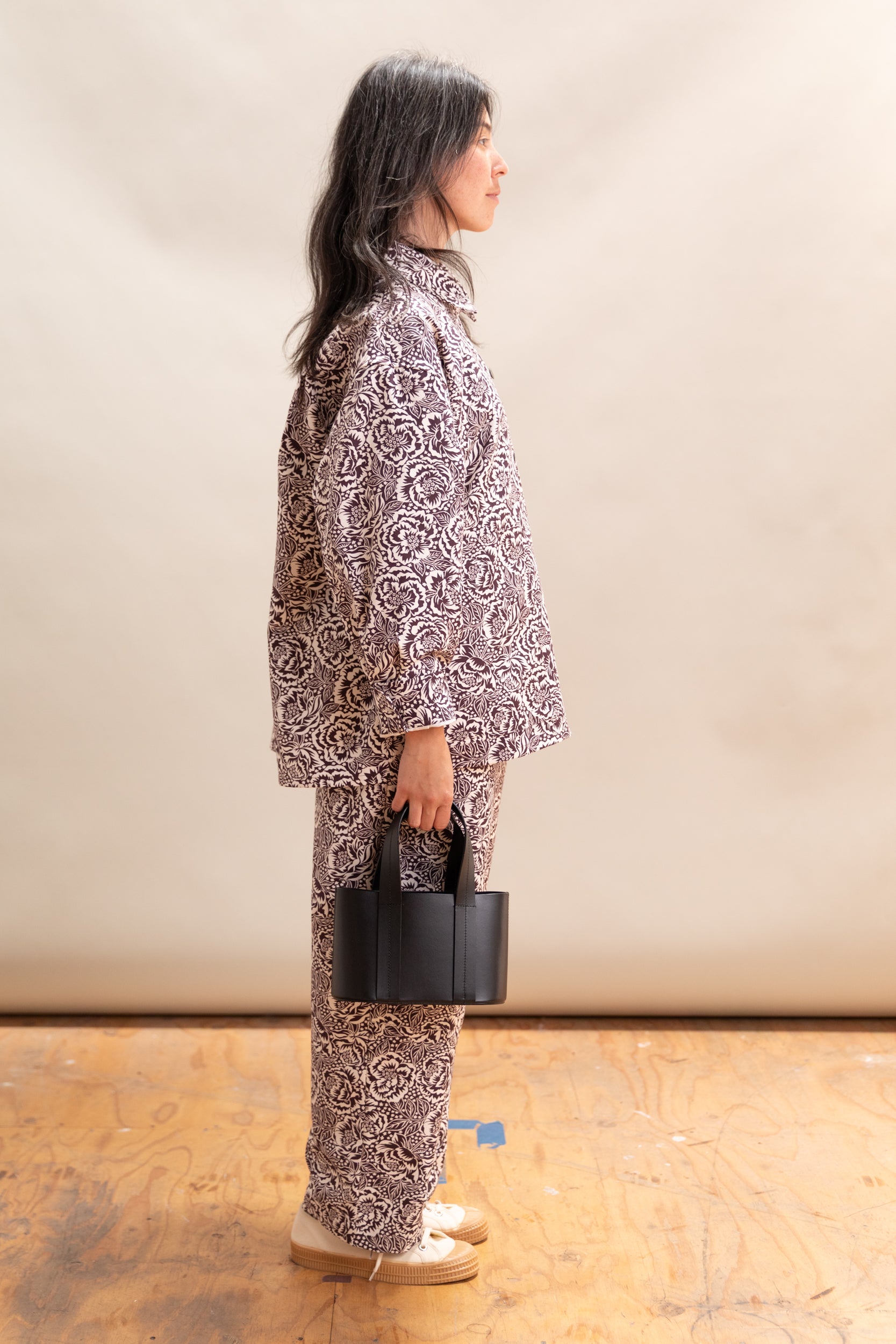 MINI WIDE TOTE IN BLACK LEATHER