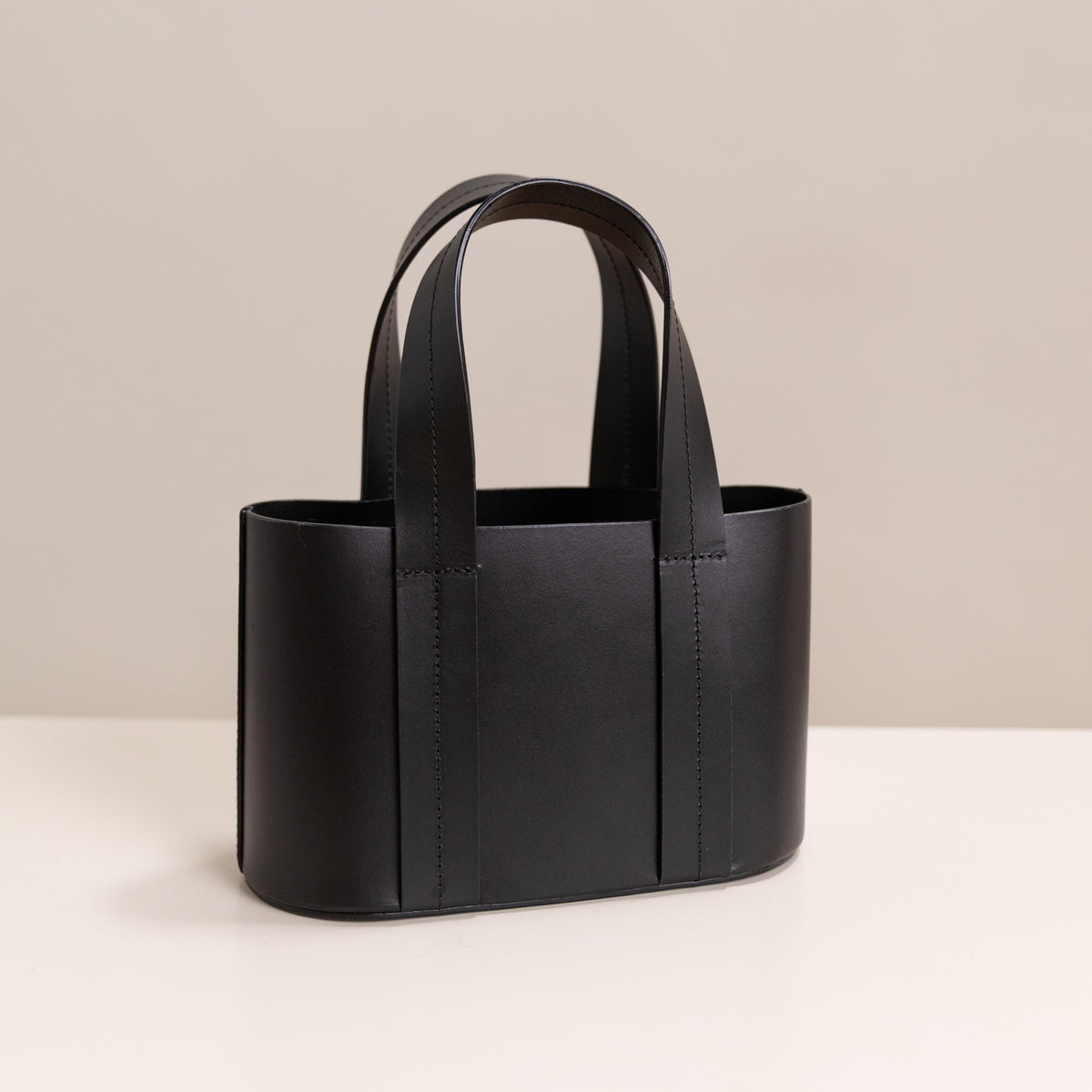 MINI WIDE TOTE IN BLACK LEATHER