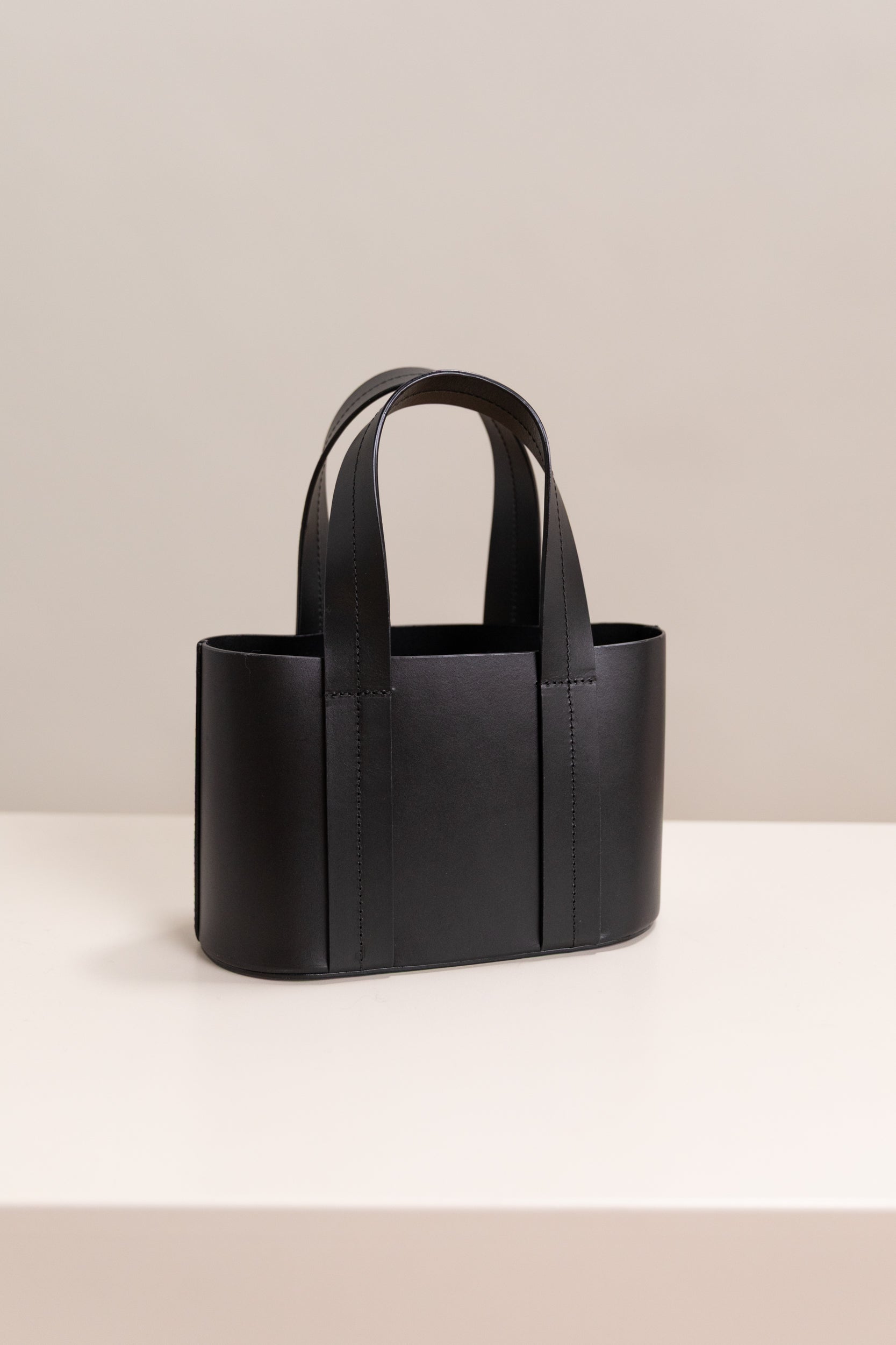 MINI WIDE TOTE IN BLACK LEATHER