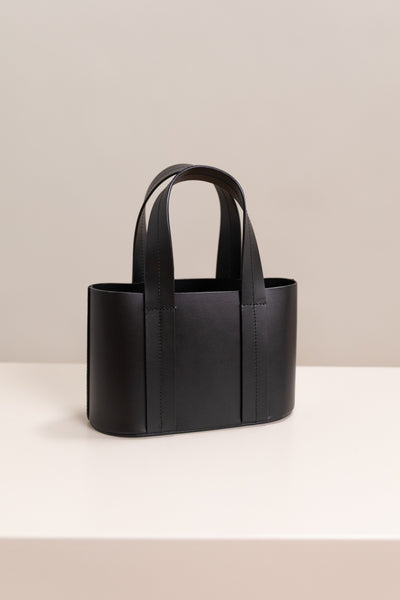 MINI WIDE TOTE IN BLACK LEATHER