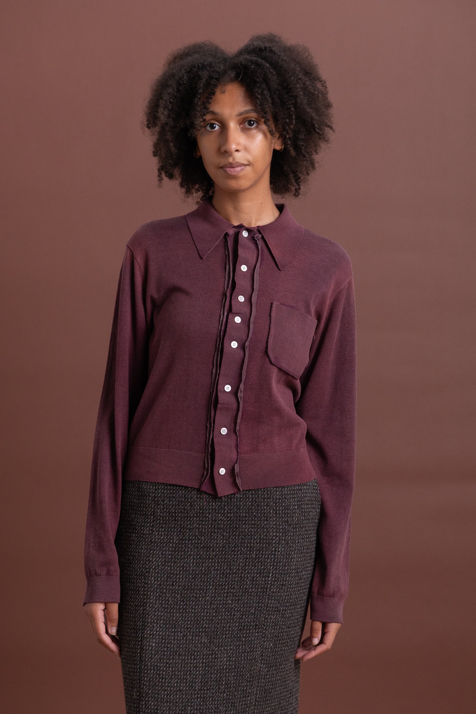 70's CARDIGAN IN FADE OUT PURPLE