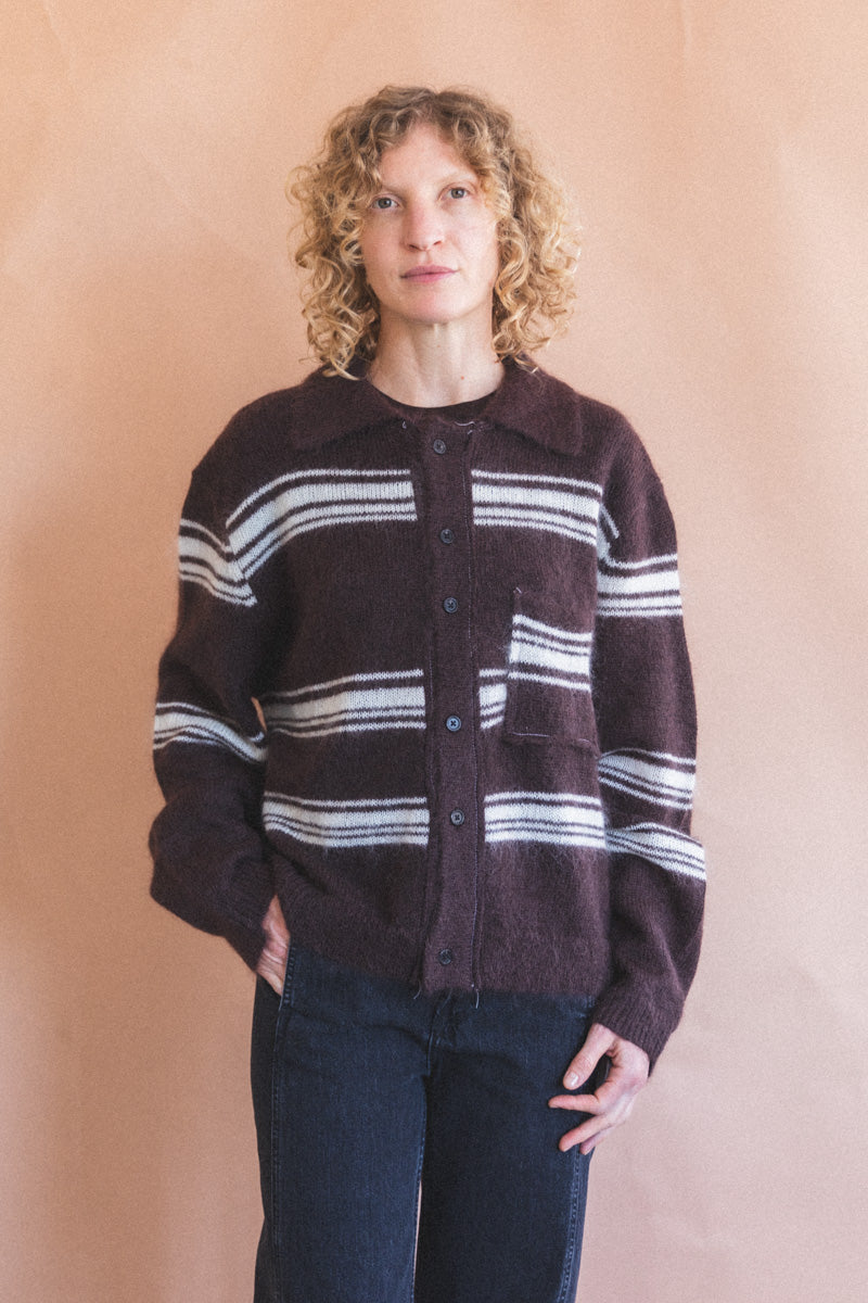 CAMIEL FORTGENS 真新しい B.V.◇24SS/70s CARDIGAN/M/シルク/NVY//