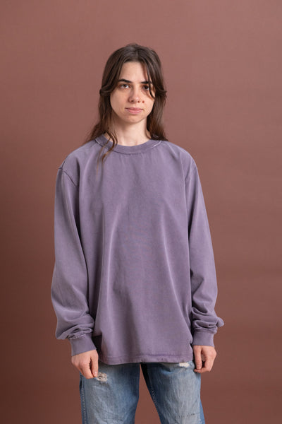 LONG SLEEVE BIG TEE IN PURPLE HEAVY JERSEY