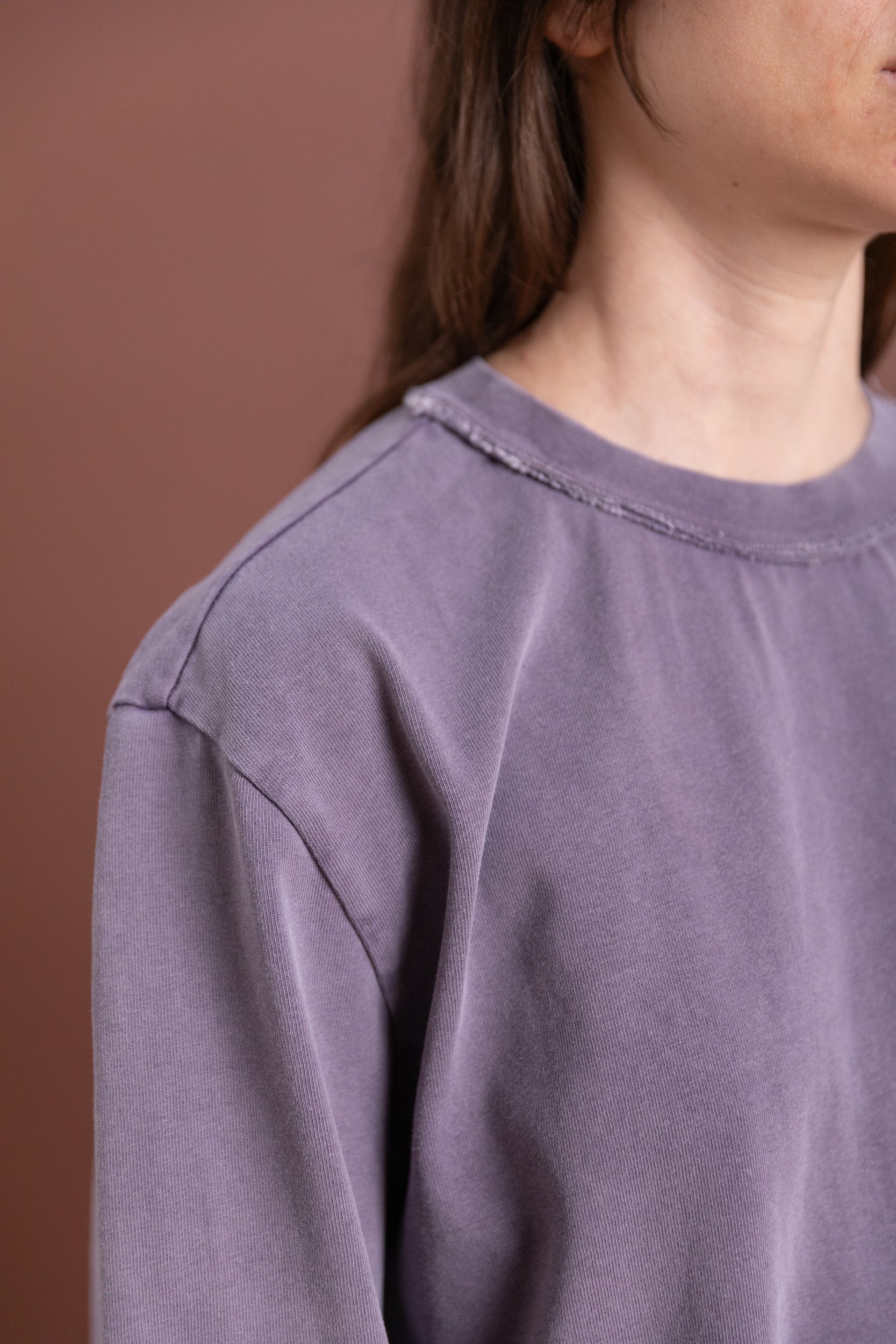 LONG SLEEVE BIG TEE IN PURPLE HEAVY JERSEY