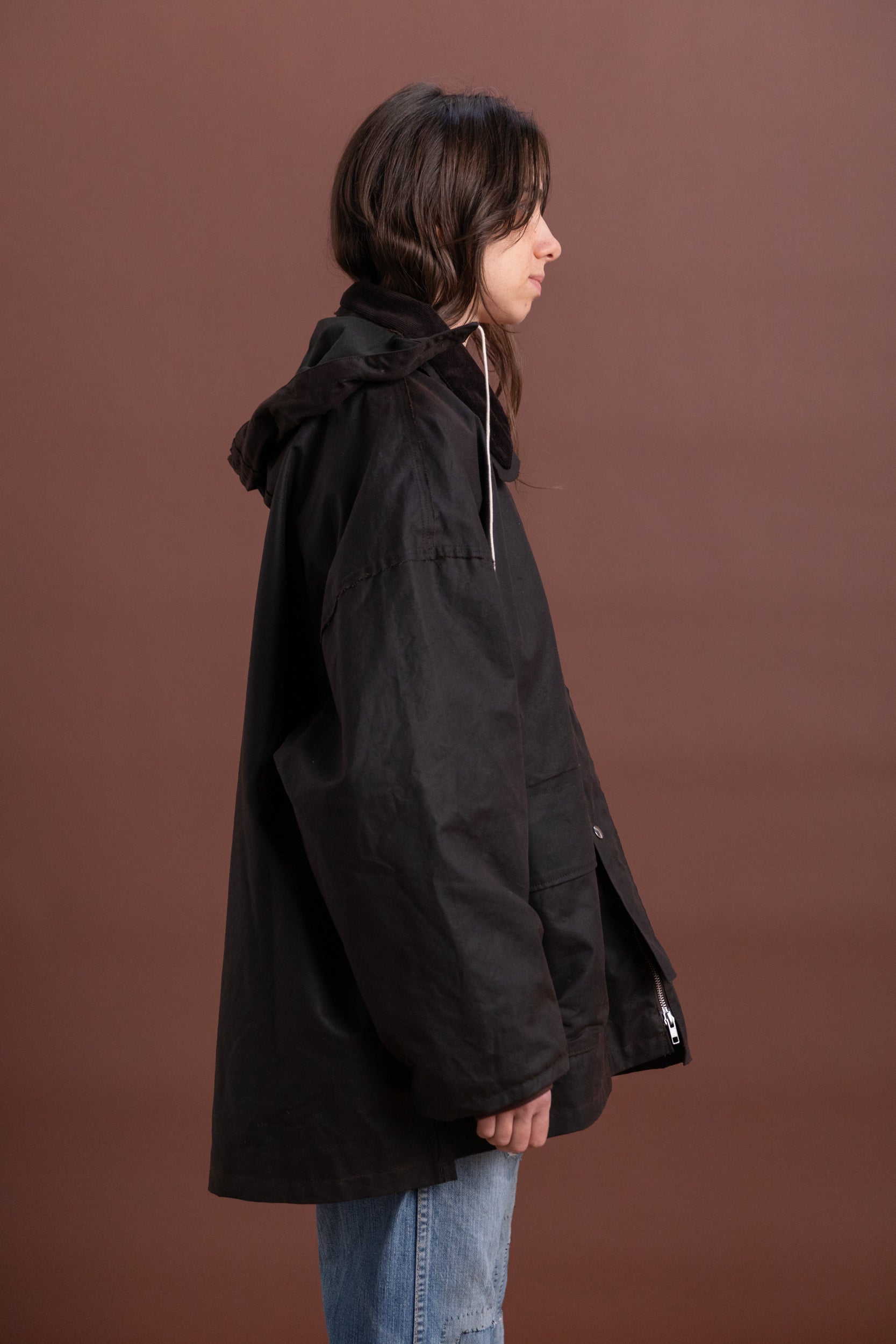 OUTDOOR HUNTING JACKET IN BROWN WAXED COTTON