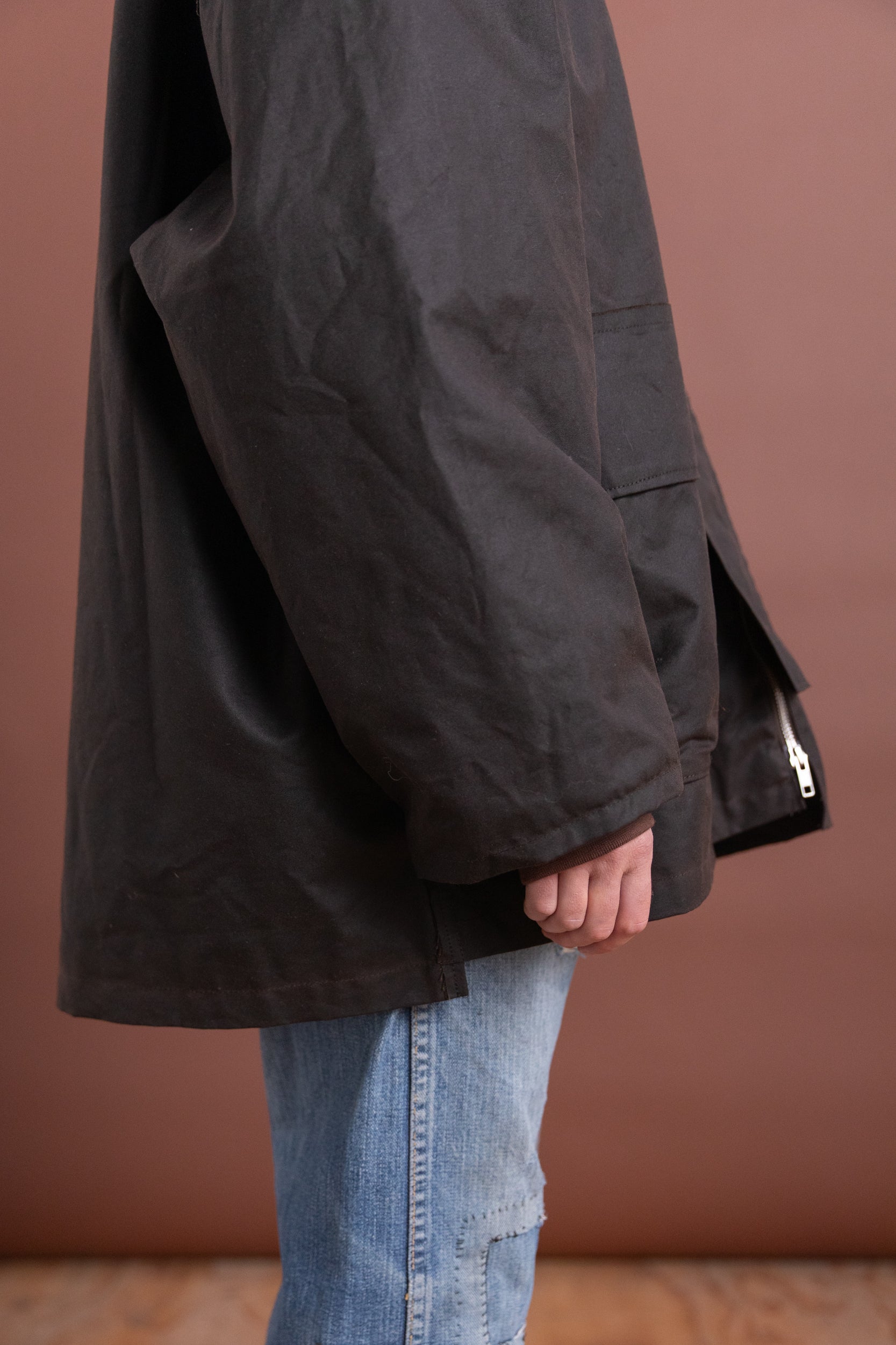 OUTDOOR HUNTING JACKET IN BROWN WAXED COTTON