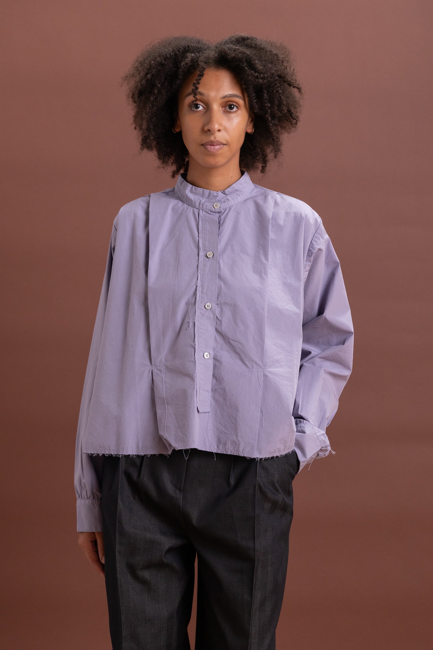 ANORAK SHIRT IN PURPLE COTTON POPLIN