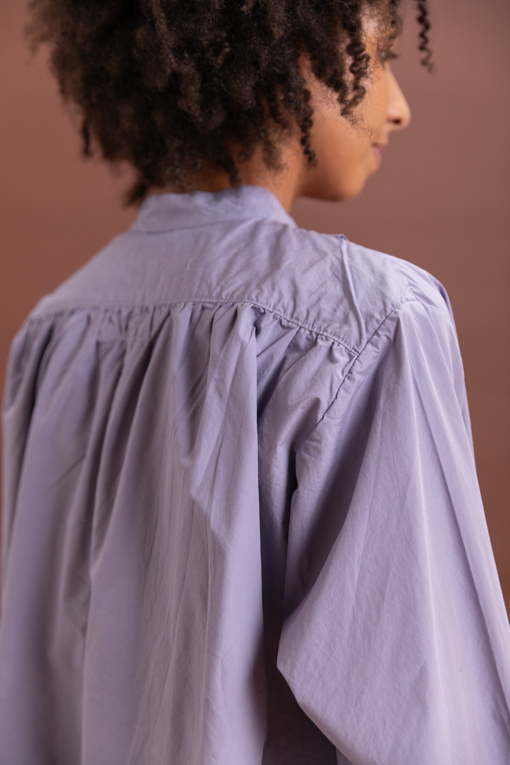 ANORAK SHIRT IN PURPLE COTTON POPLIN