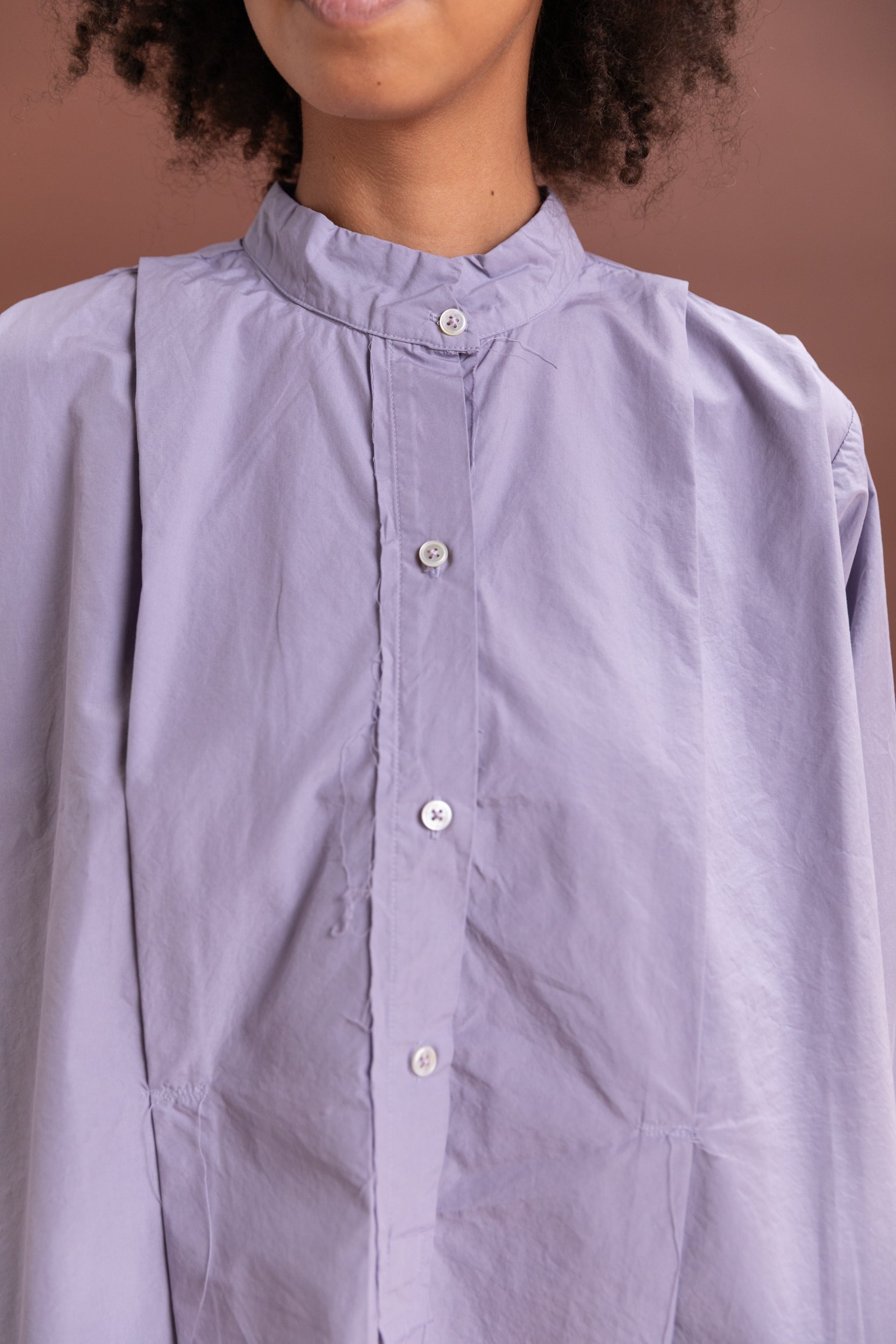 ANORAK SHIRT IN PURPLE COTTON POPLIN