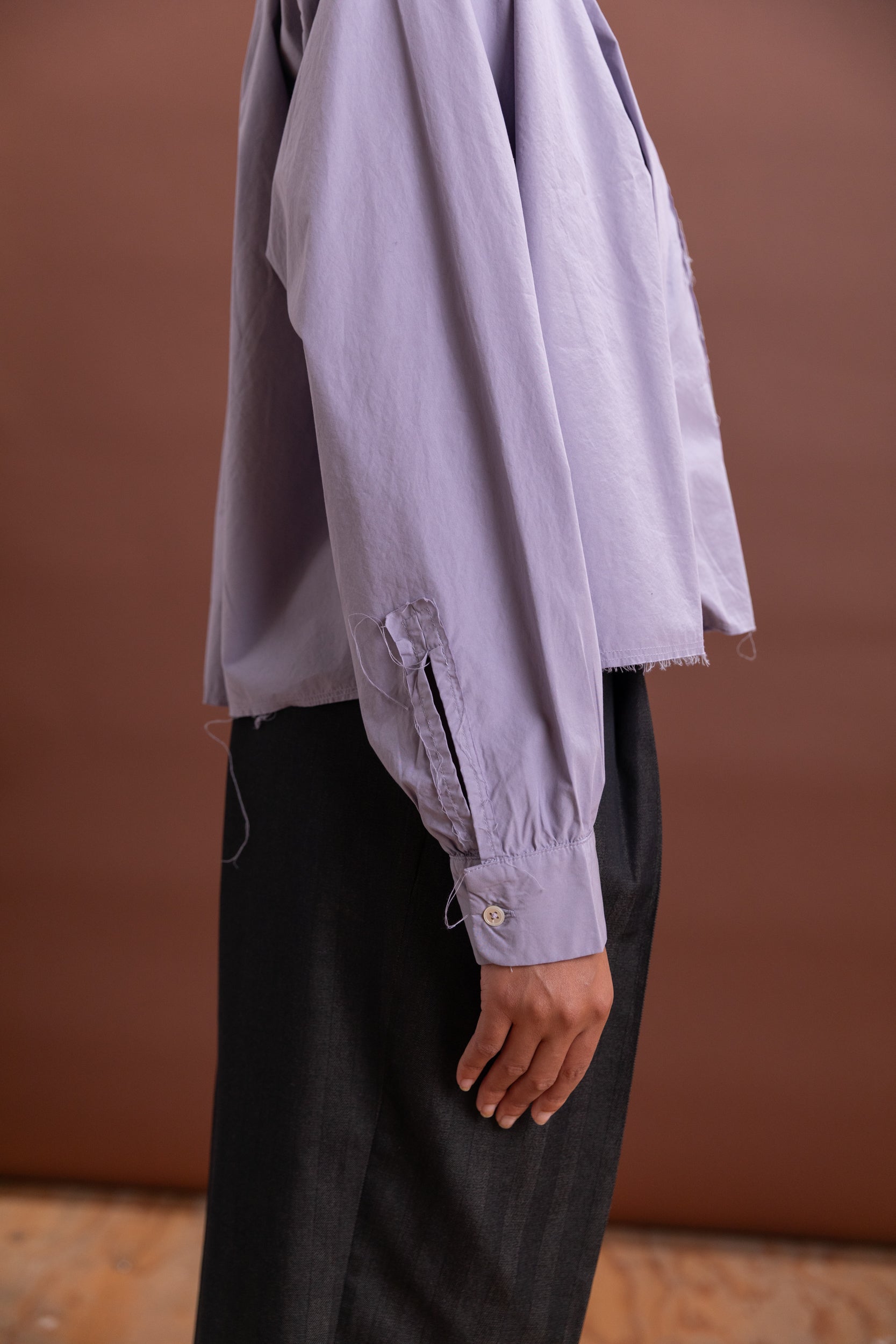 ANORAK SHIRT IN PURPLE COTTON POPLIN