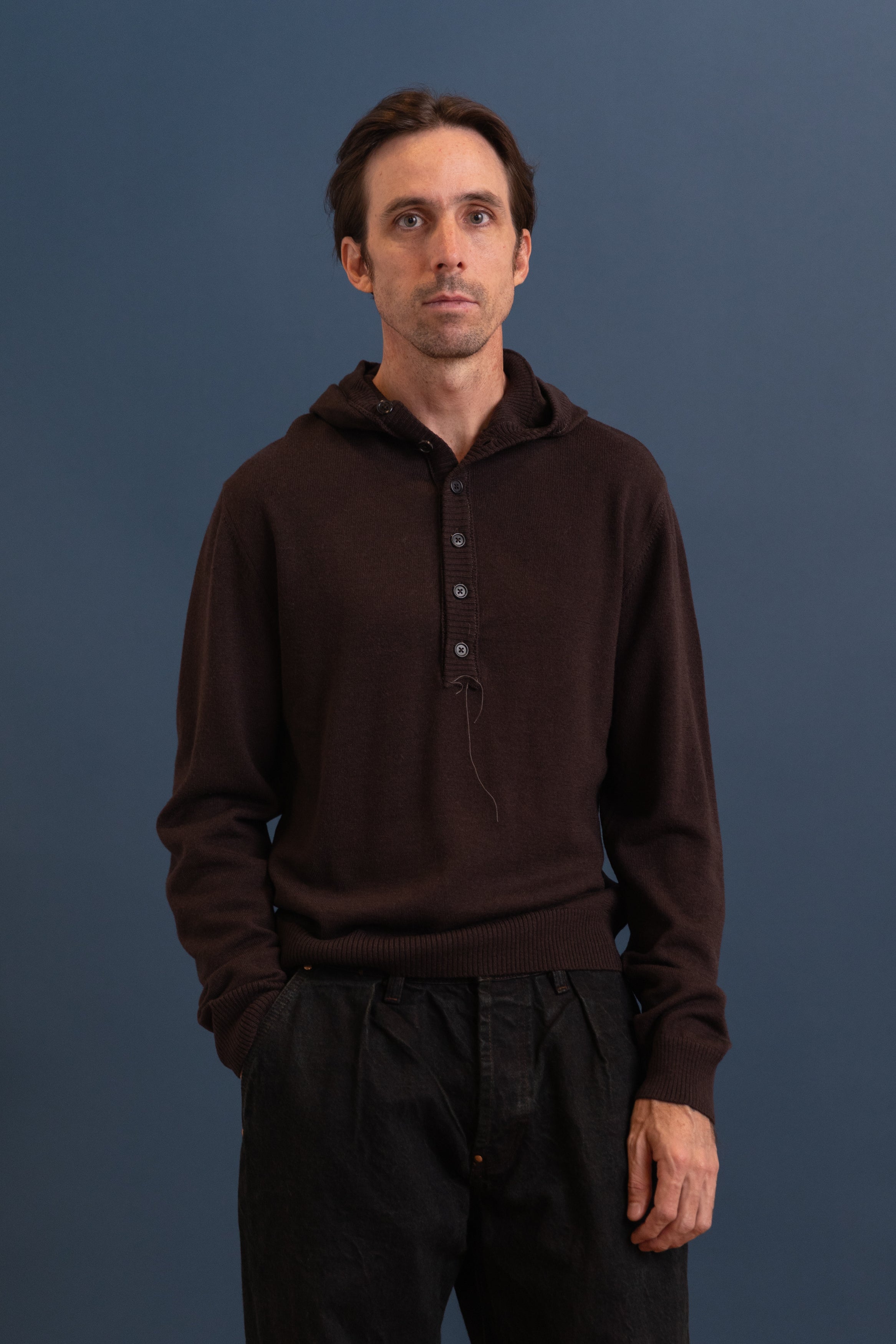 BALACLAVA KNIT IN BROWN MERINO WOOL