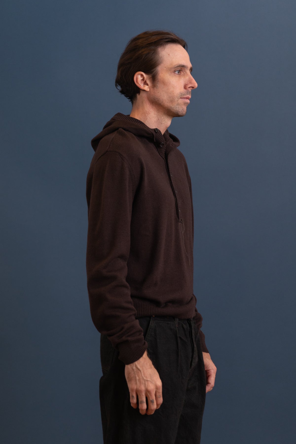 BALACLAVA KNIT IN BROWN MERINO WOOL