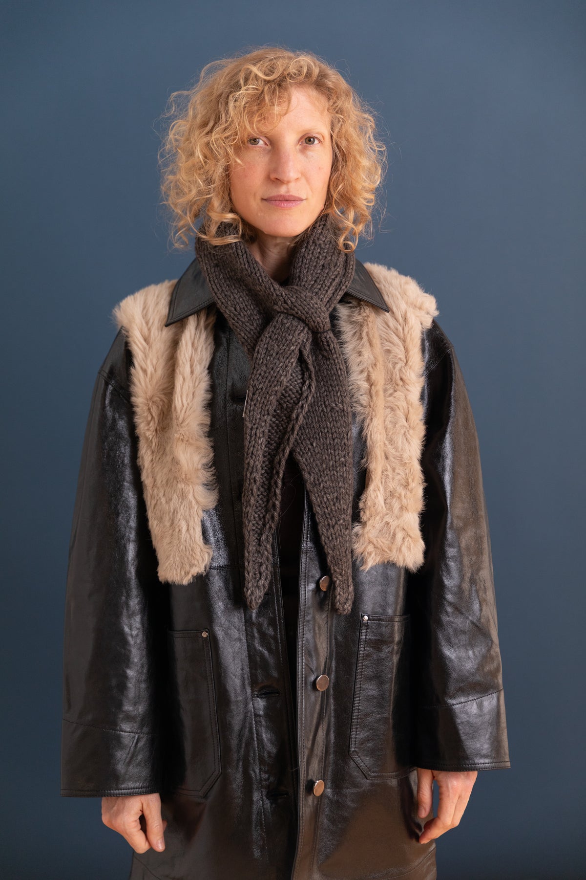 WOBBLY SCARF IN NATURAL BROWN MELANGE