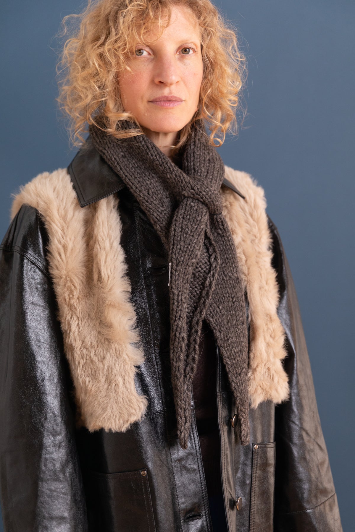 WOBBLY SCARF IN NATURAL BROWN MELANGE