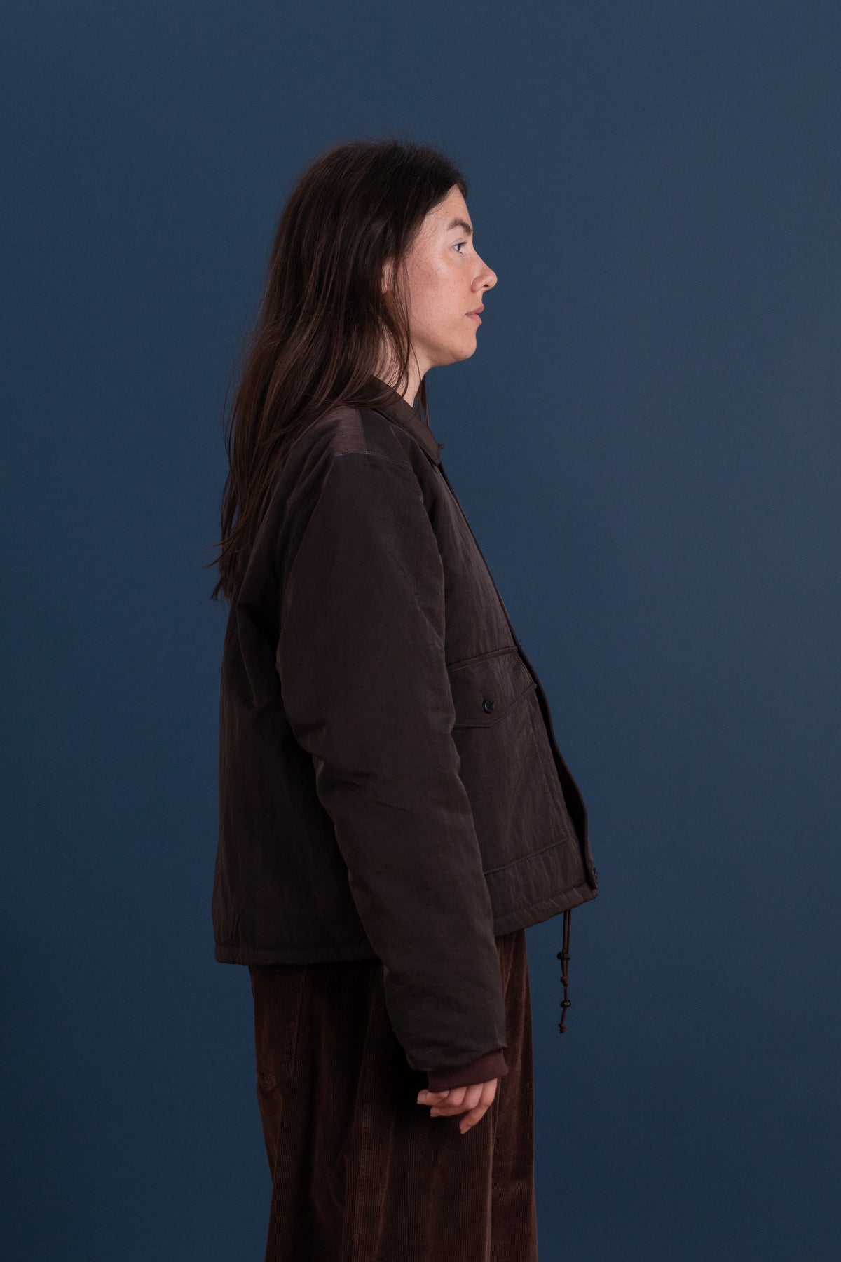 PUFFED SIMPLE JACKET IN BROWN